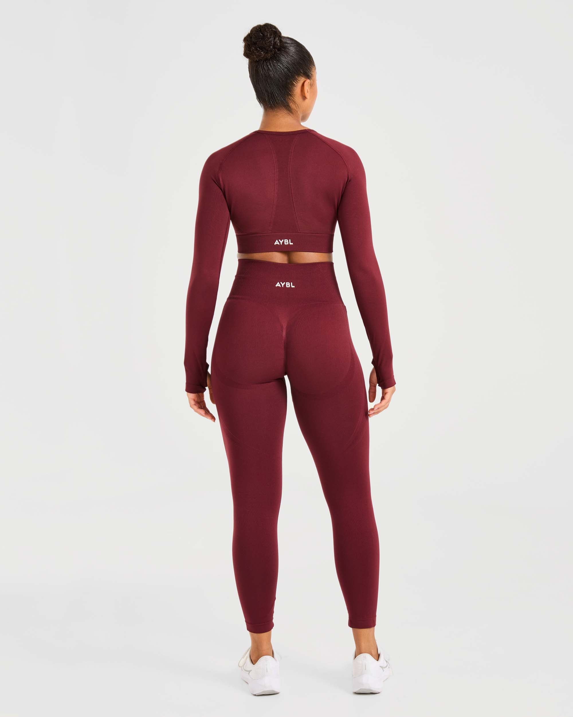 Empower Seamless Long Sleeve Crop Top - Rood Wine