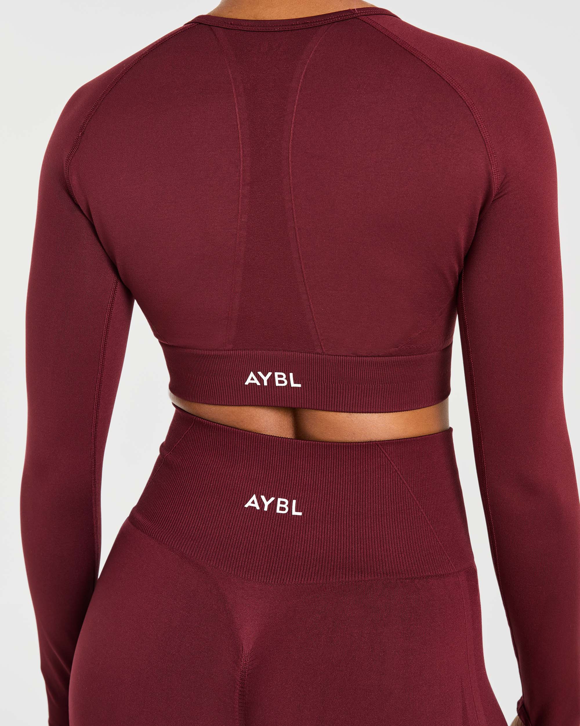 Empower Seamless Long Sleeve Crop Top - Rood Wine