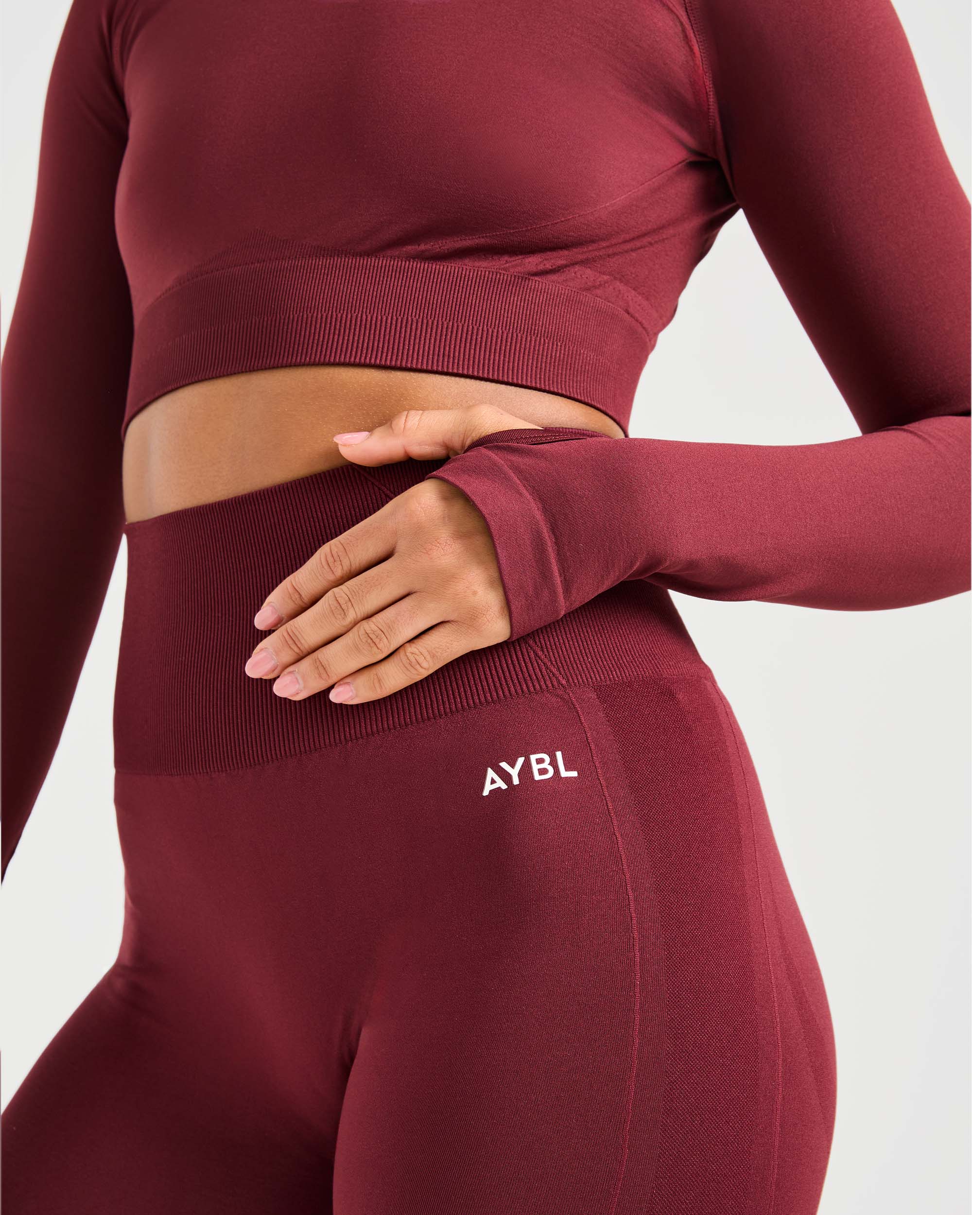 Empower Seamless Long Sleeve Crop Top - Rood Wine