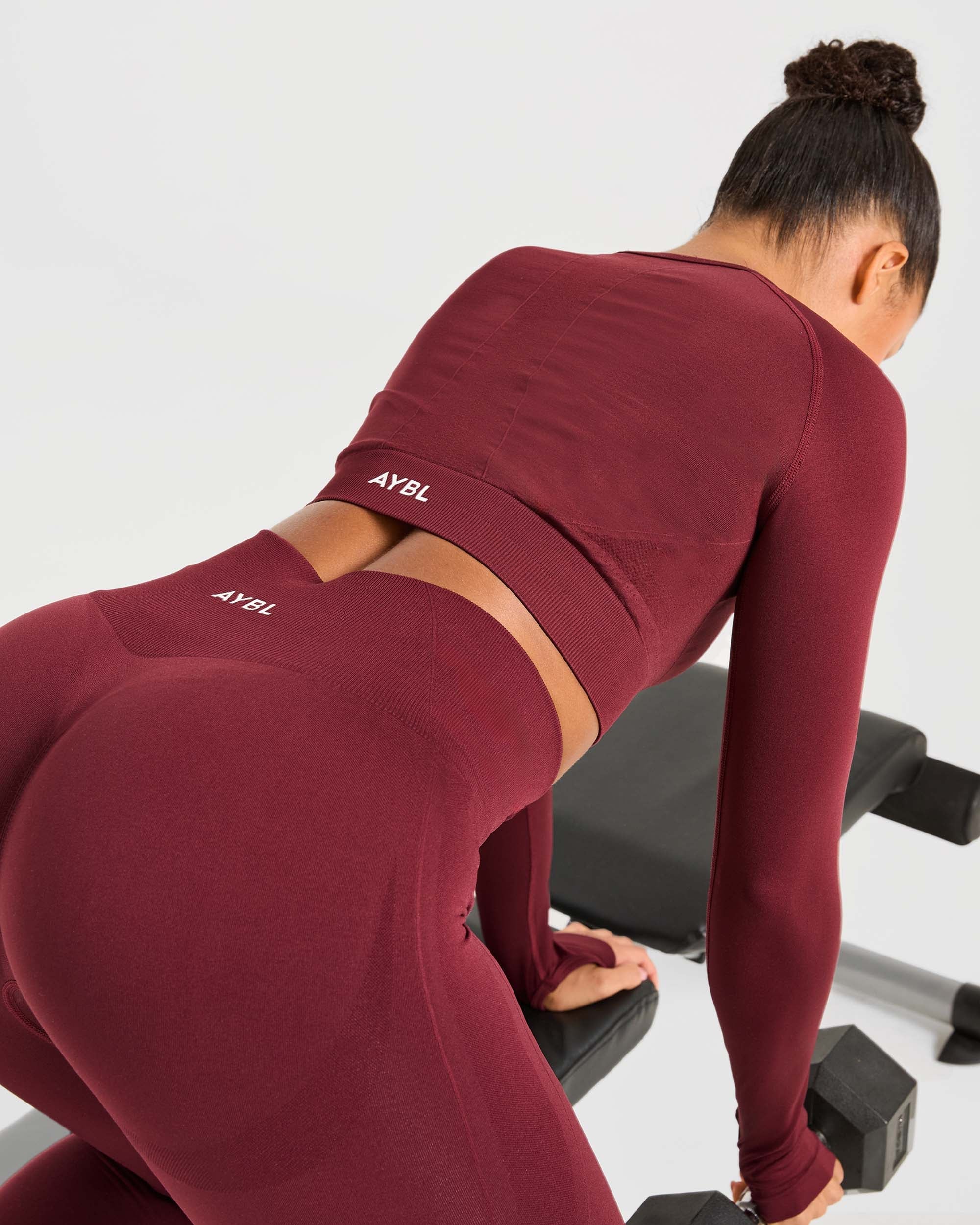 Empower Seamless Long Sleeve Crop Top - Rood Wine