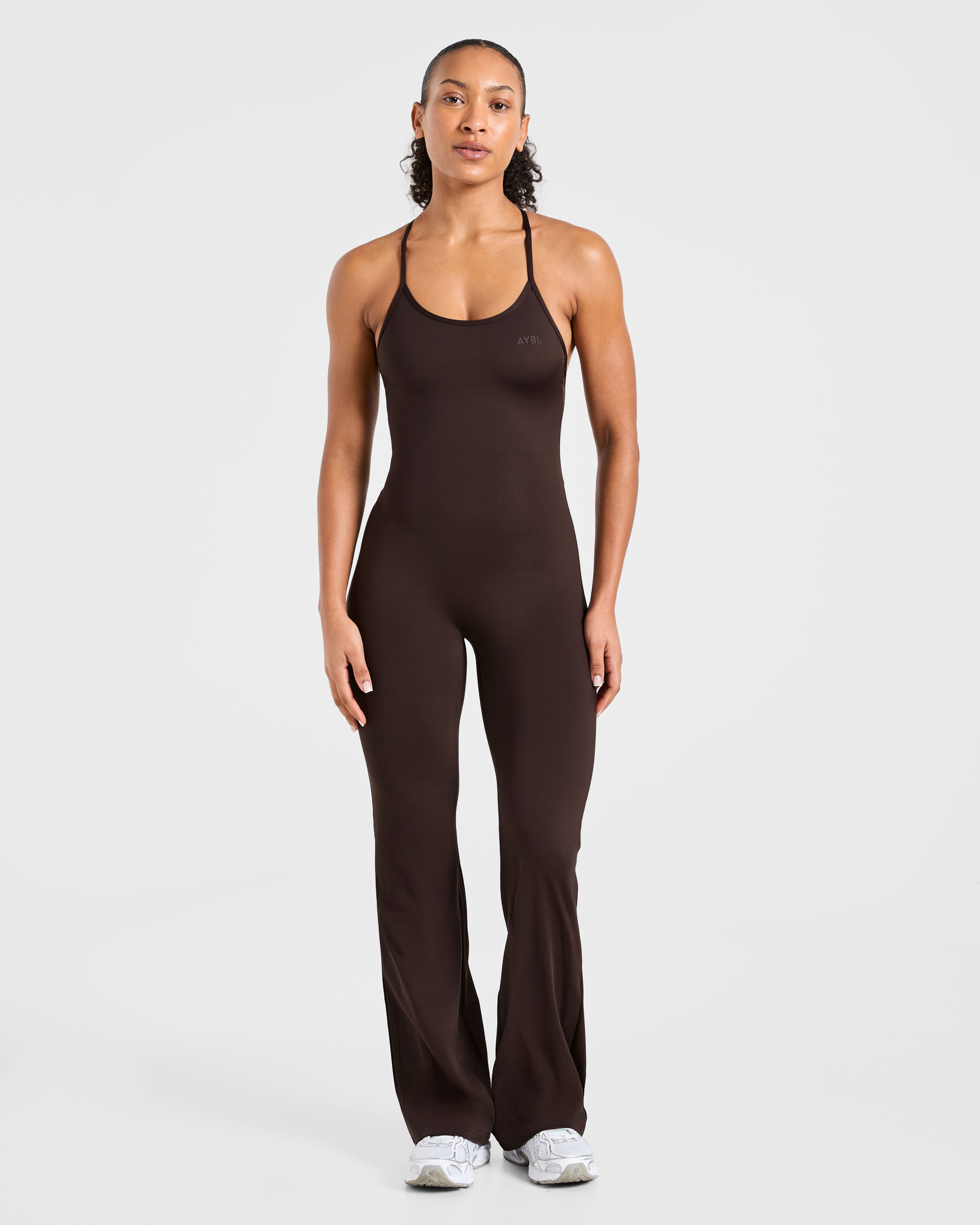 Sculpt Backless Flared All In One - Deep Cocoa Bruin