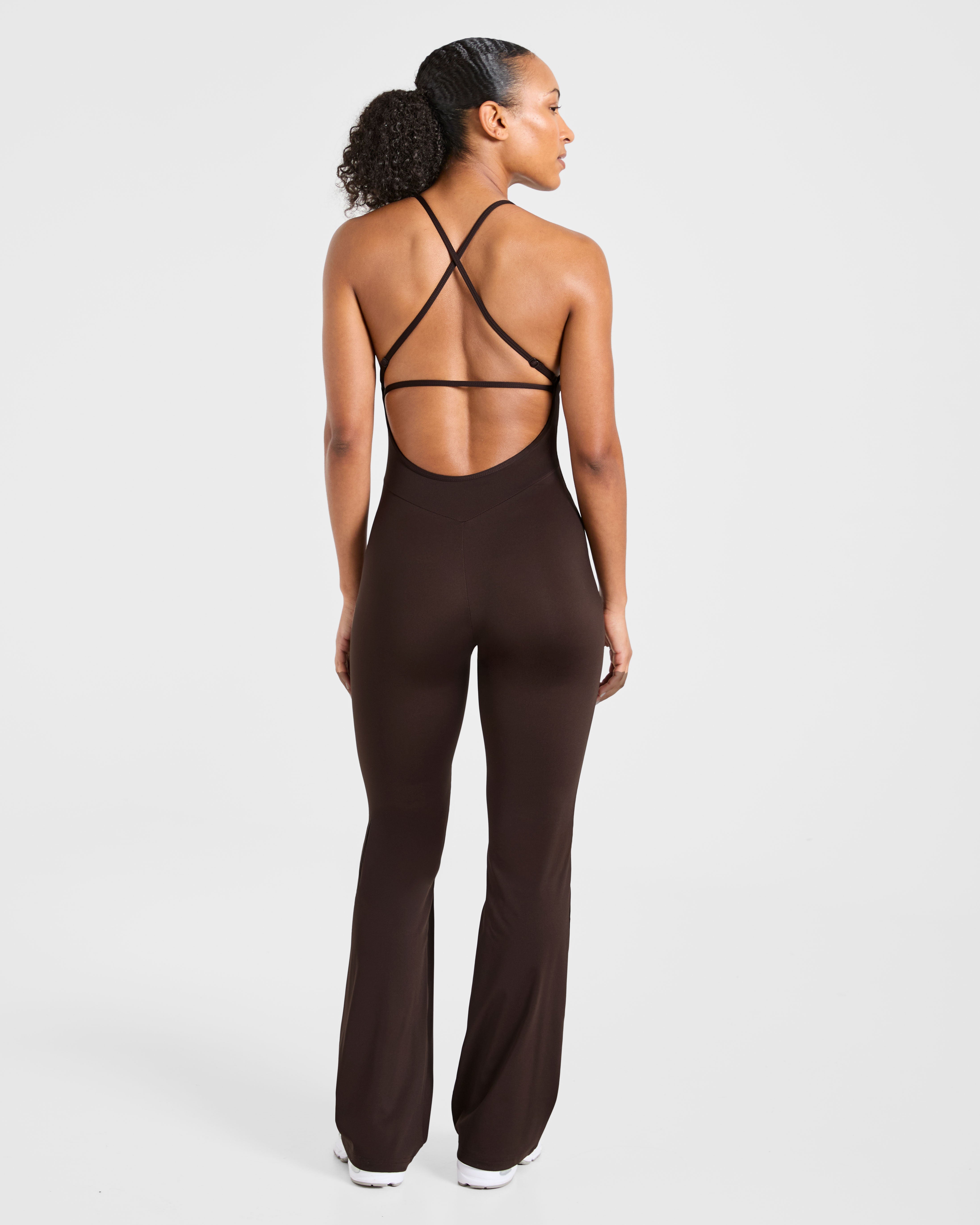 Sculpt Backless Flared All In One - Deep Cocoa Bruin