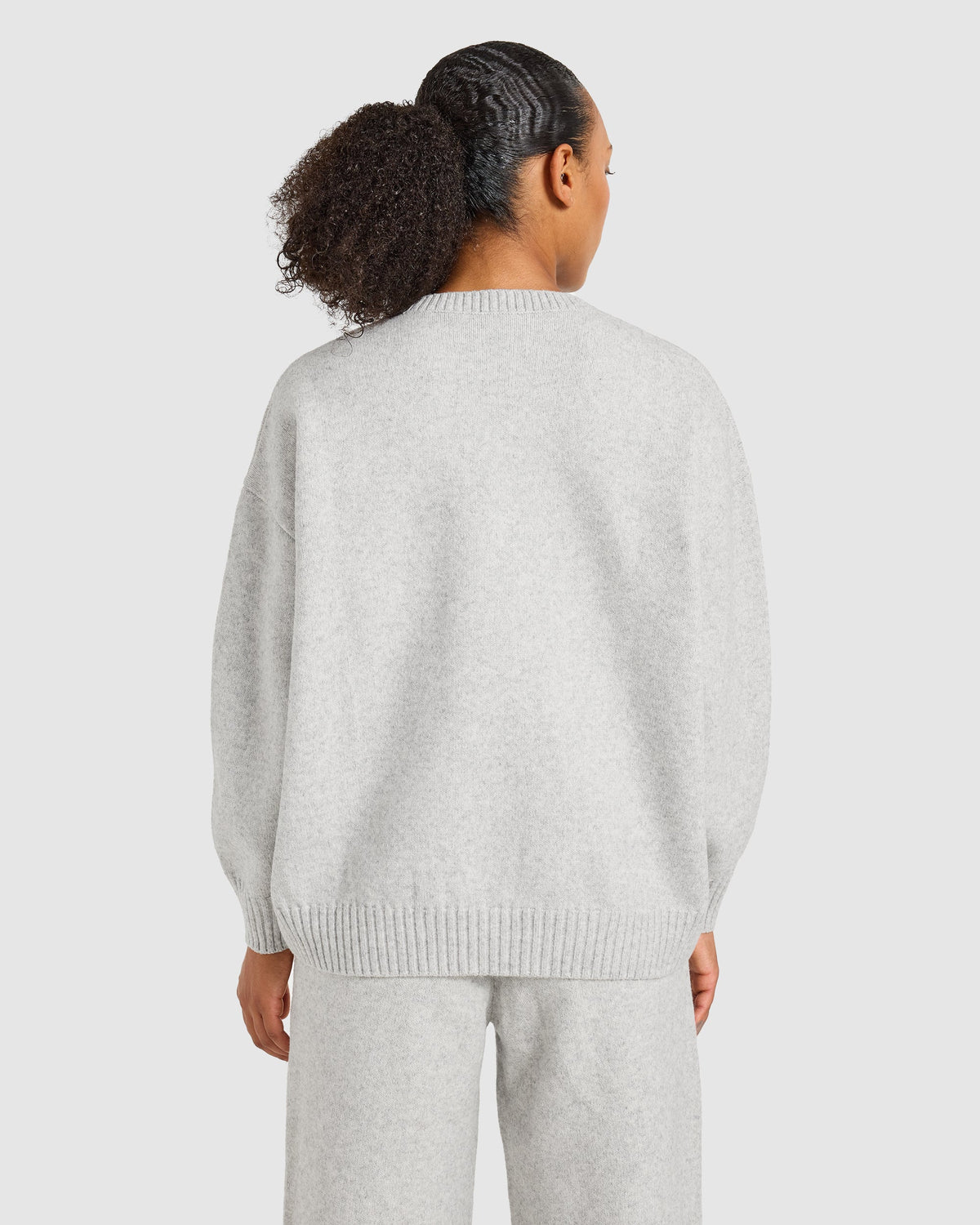 Varsity Oversized Knitted Sweater - Grijs Marl/Burgundy