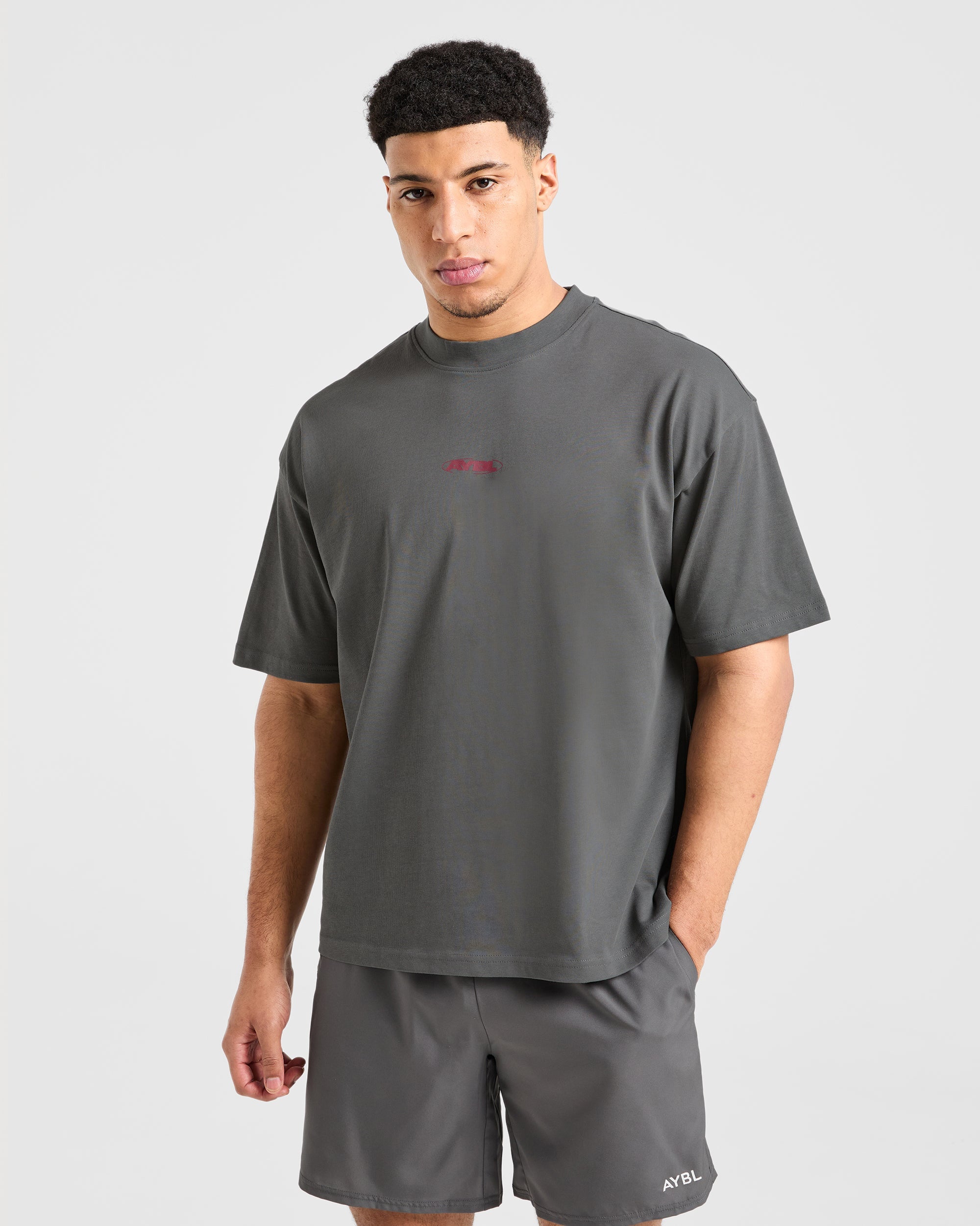 Orbit Oversized T Shirt - Charcoal/Rood