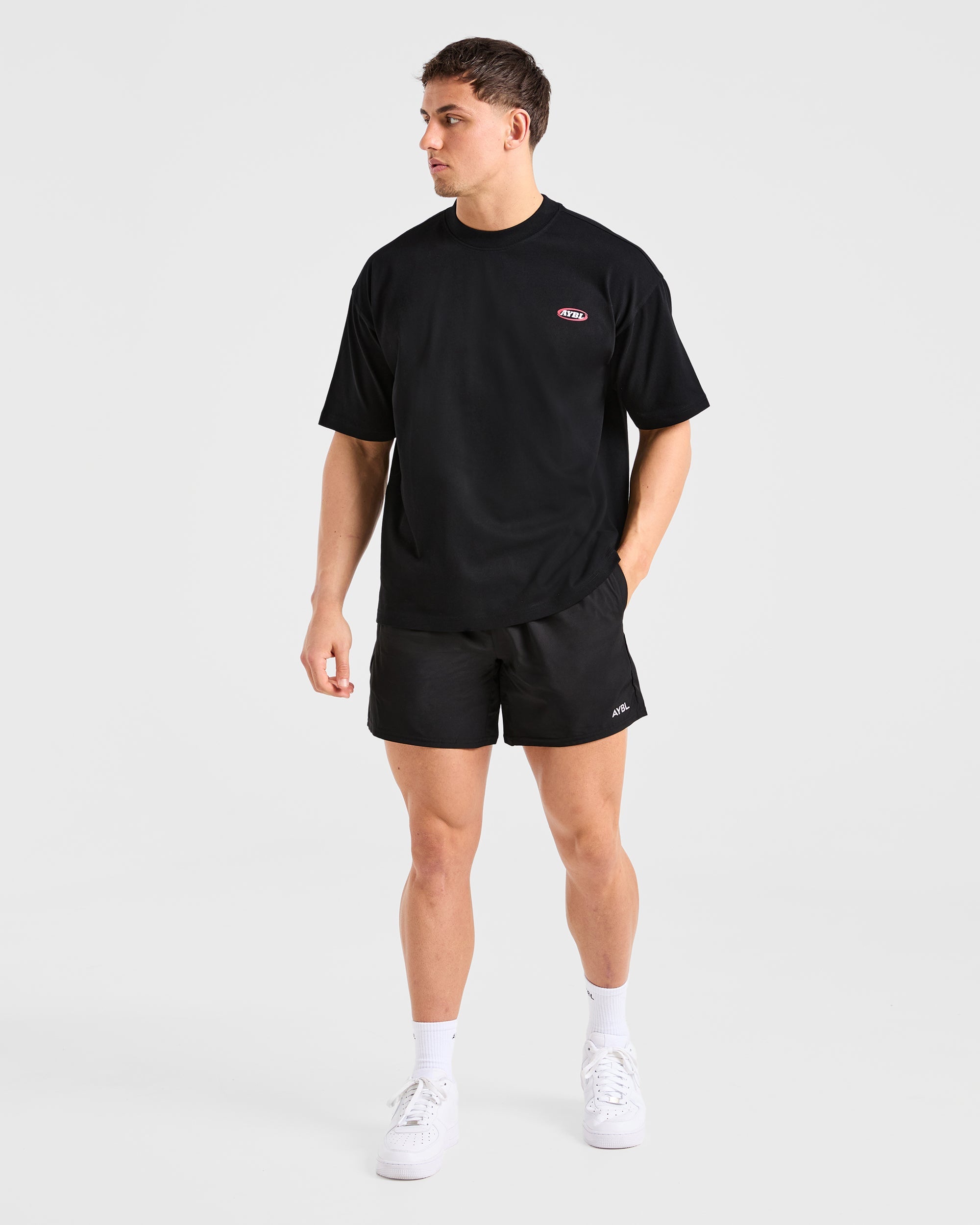 Athletics Script Oversized T Shirt - Zwart
