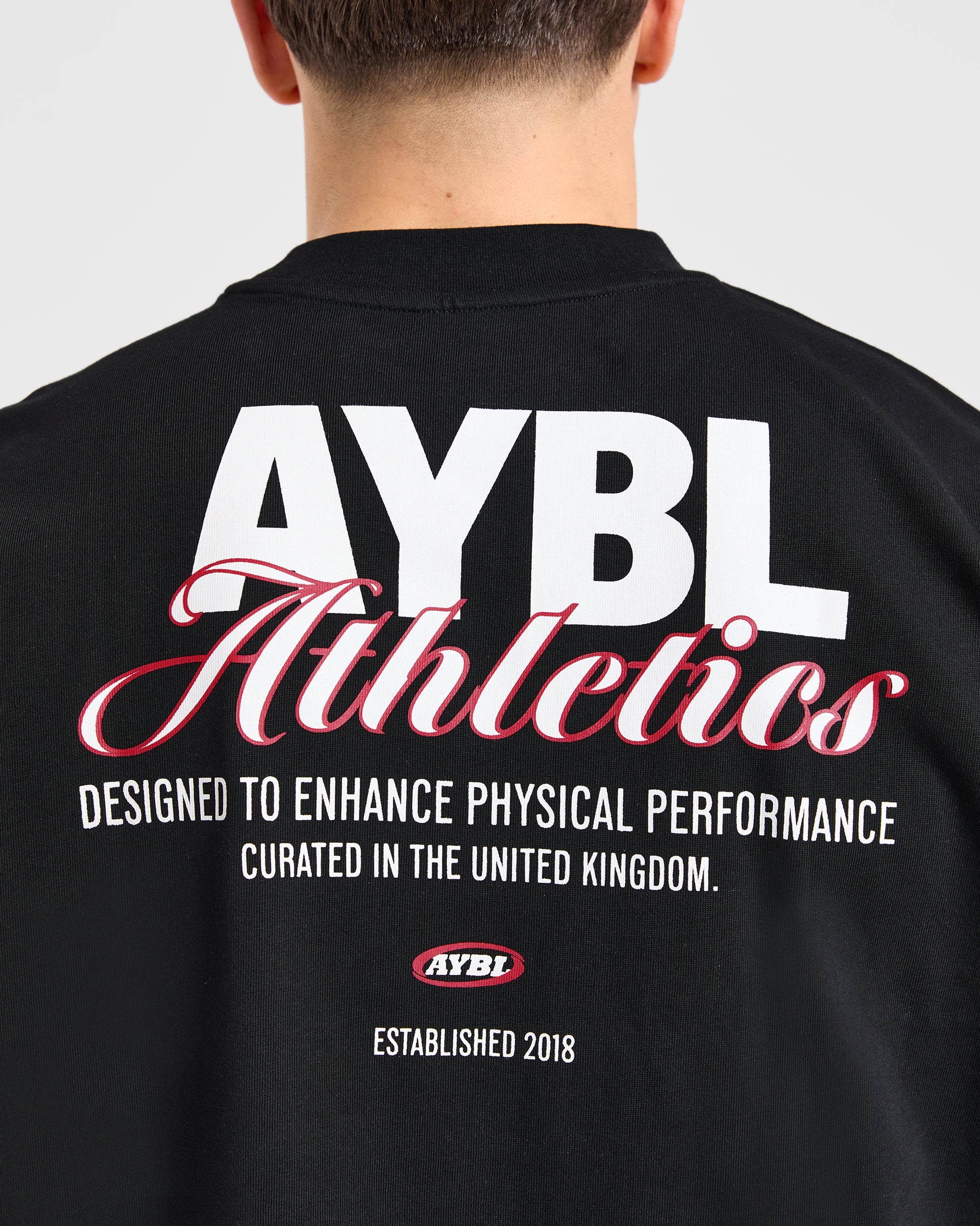 Athletics Script Oversized T Shirt - Zwart