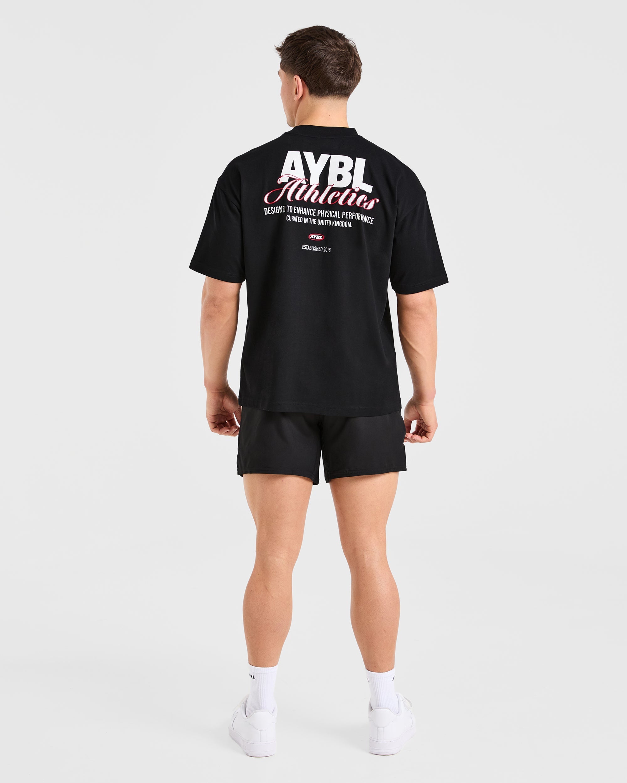 Athletics Script Oversized T Shirt - Zwart