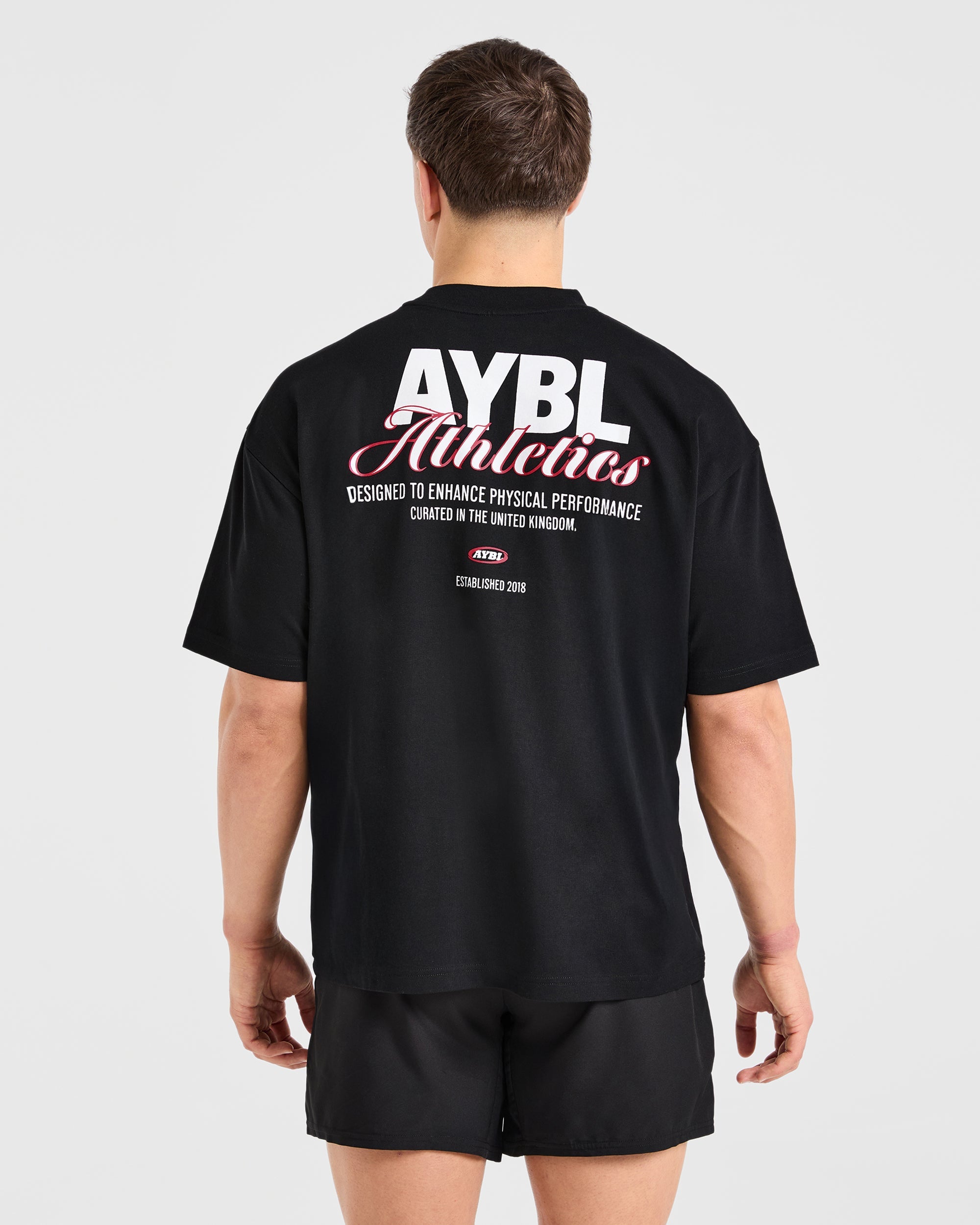 Athletics Script Oversized T Shirt - Zwart