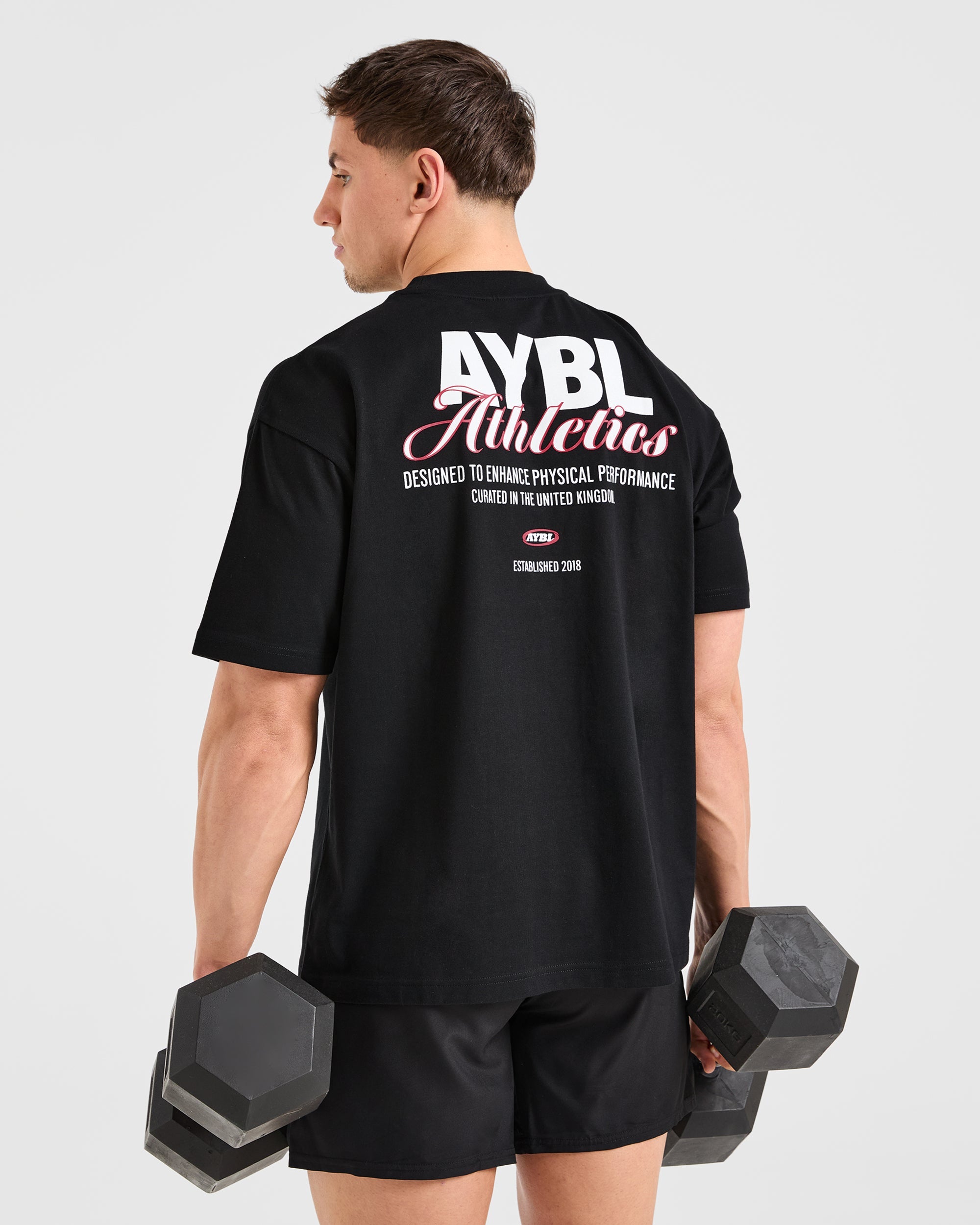 Athletics Script Oversized T Shirt - Zwart