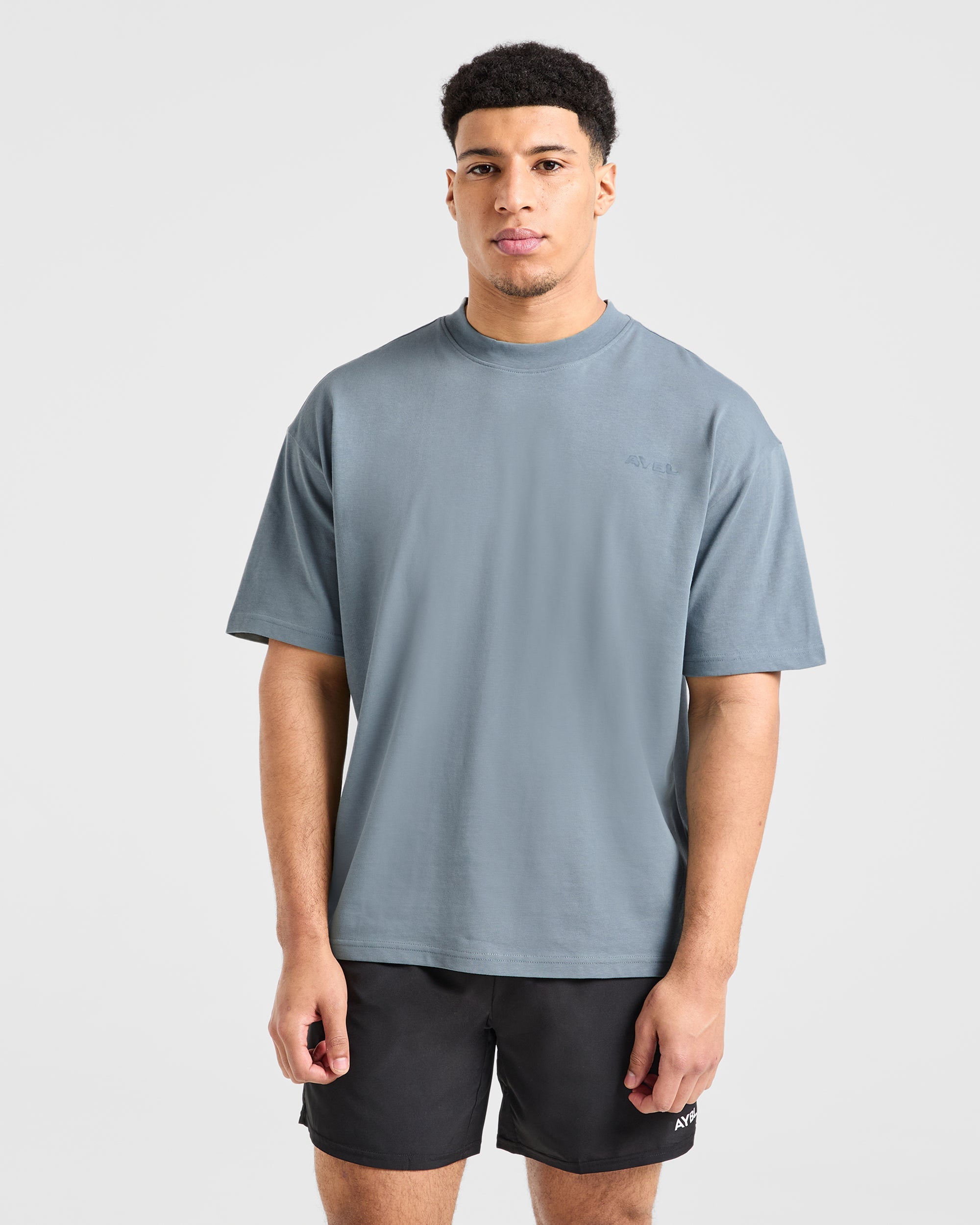 Blur Oversized T Shirt - Steel Blauw