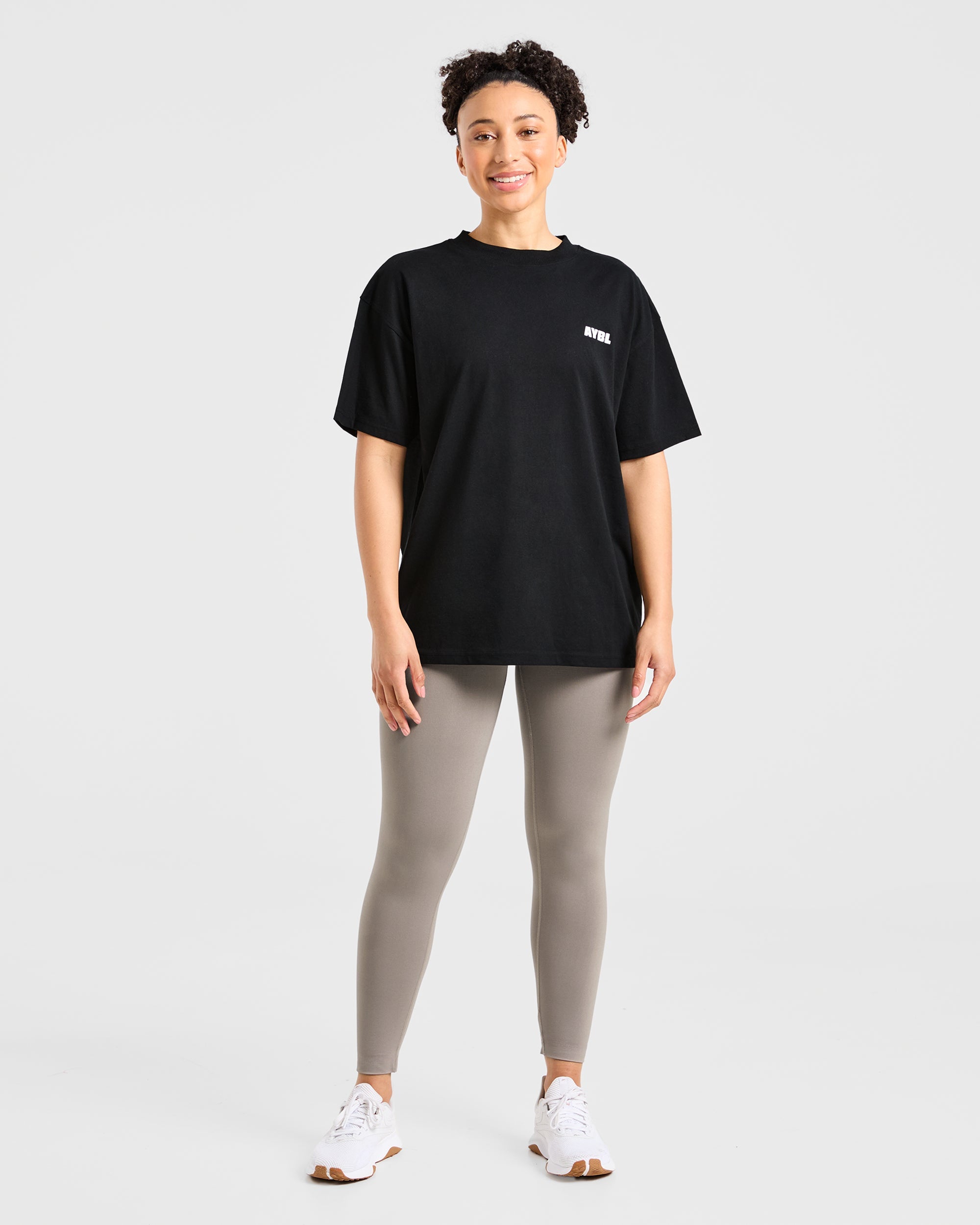 Focused Wavy Oversized T Shirt - Zwart