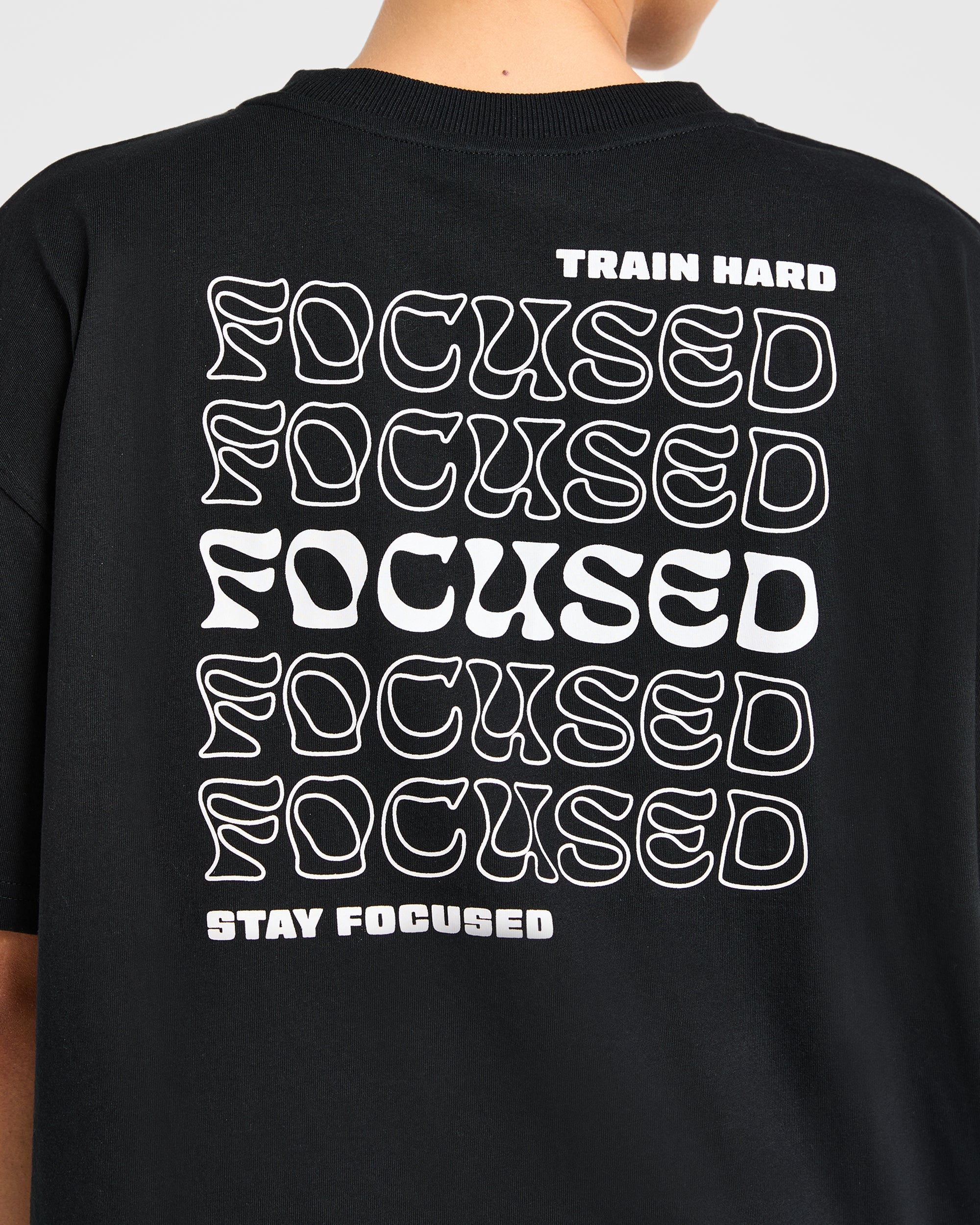 Focused Wavy Oversized T Shirt - Zwart