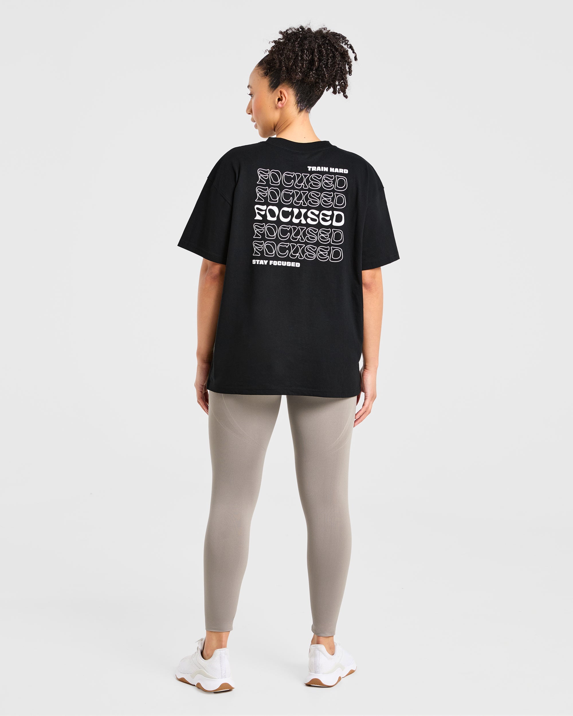Focused Wavy Oversized T Shirt - Zwart
