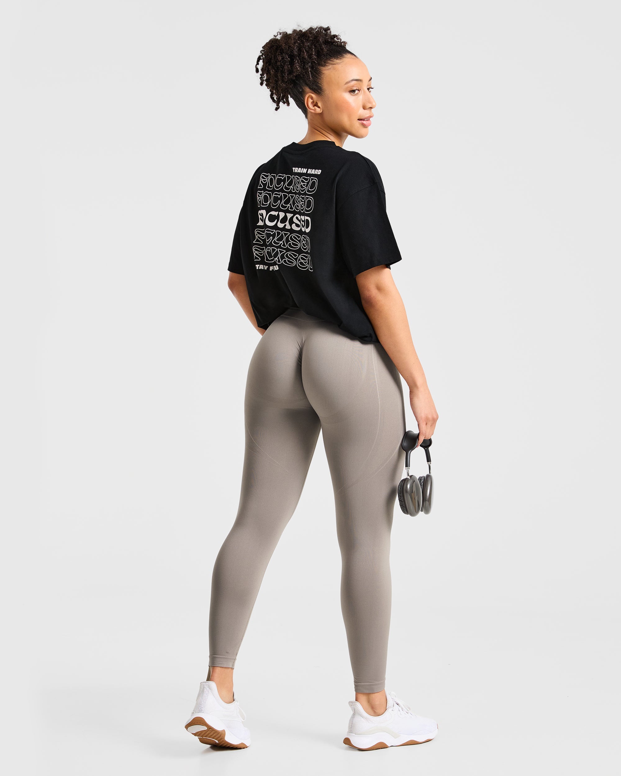 Focused Wavy Oversized T Shirt - Zwart