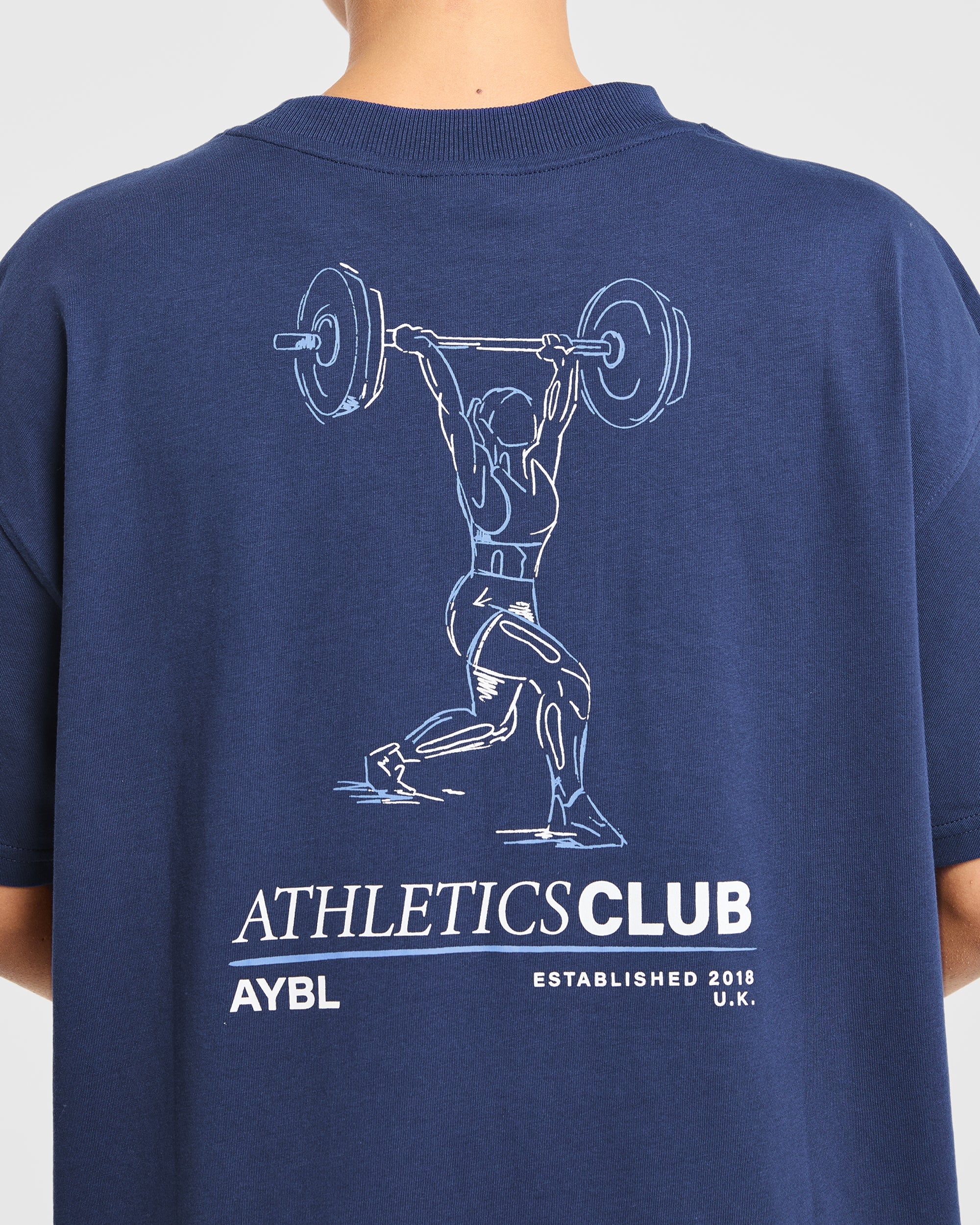 Power Lifting Illustration T Shirt - Blauw