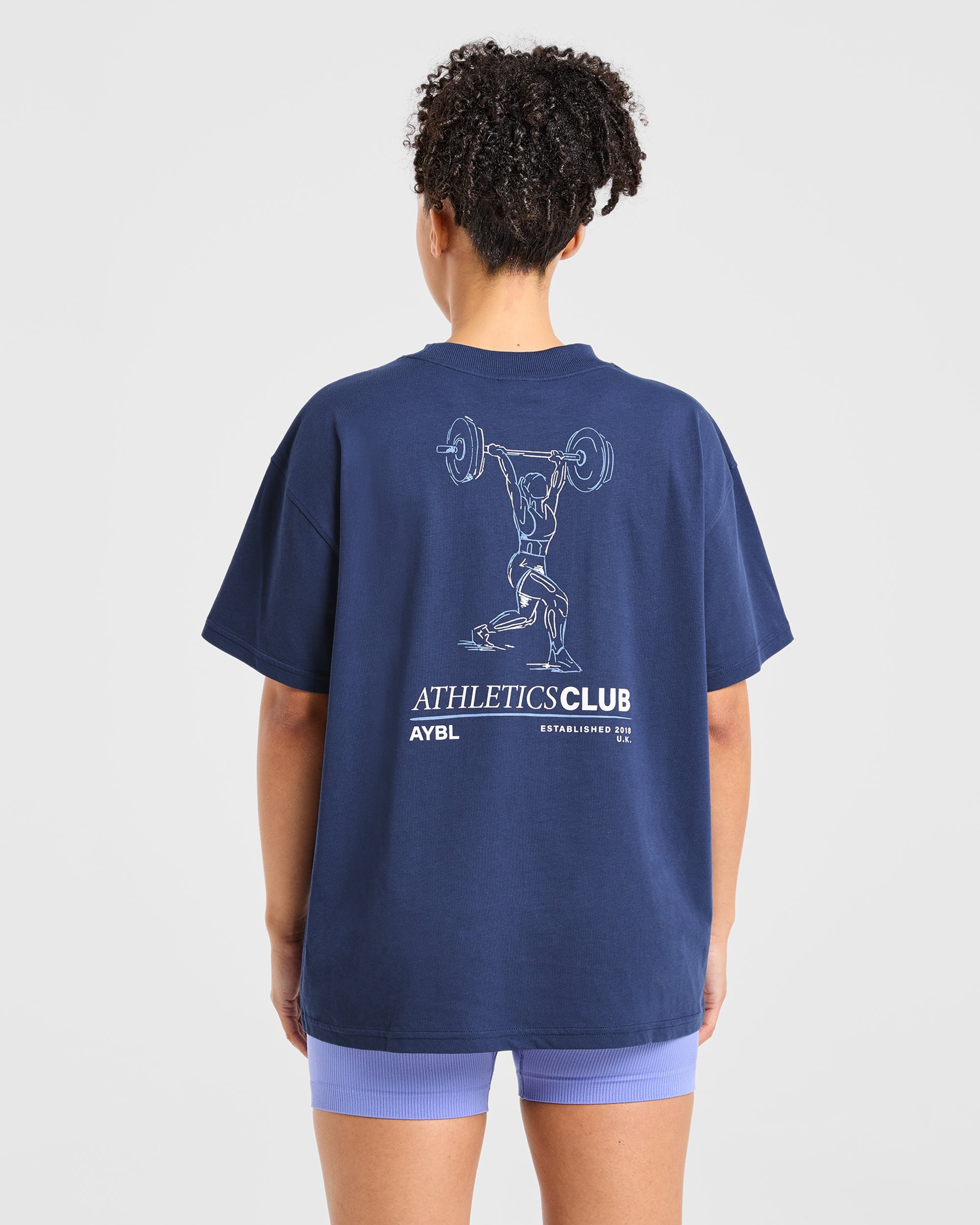 Power Lifting Illustration T Shirt - Blauw