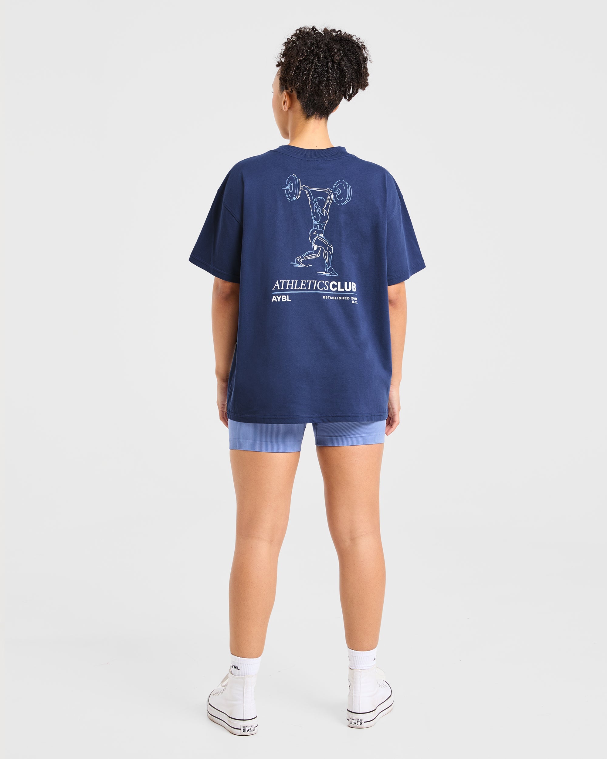 Power Lifting Illustration T Shirt - Blauw