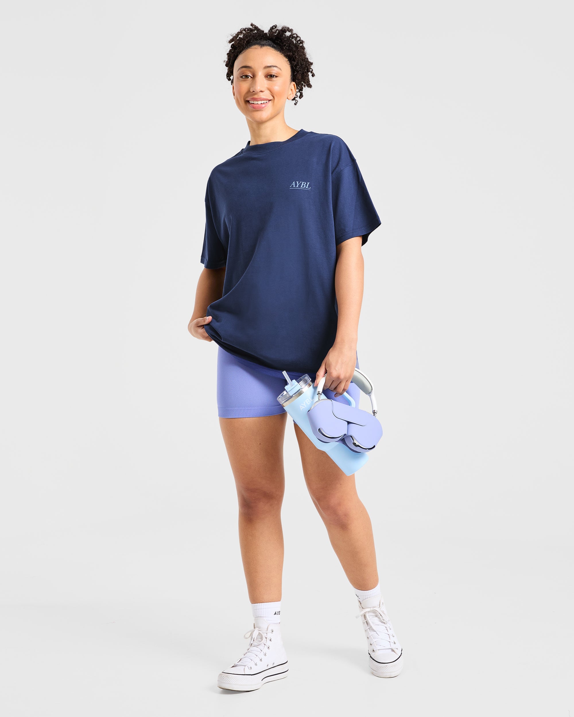 Power Lifting Illustration T Shirt - Blauw