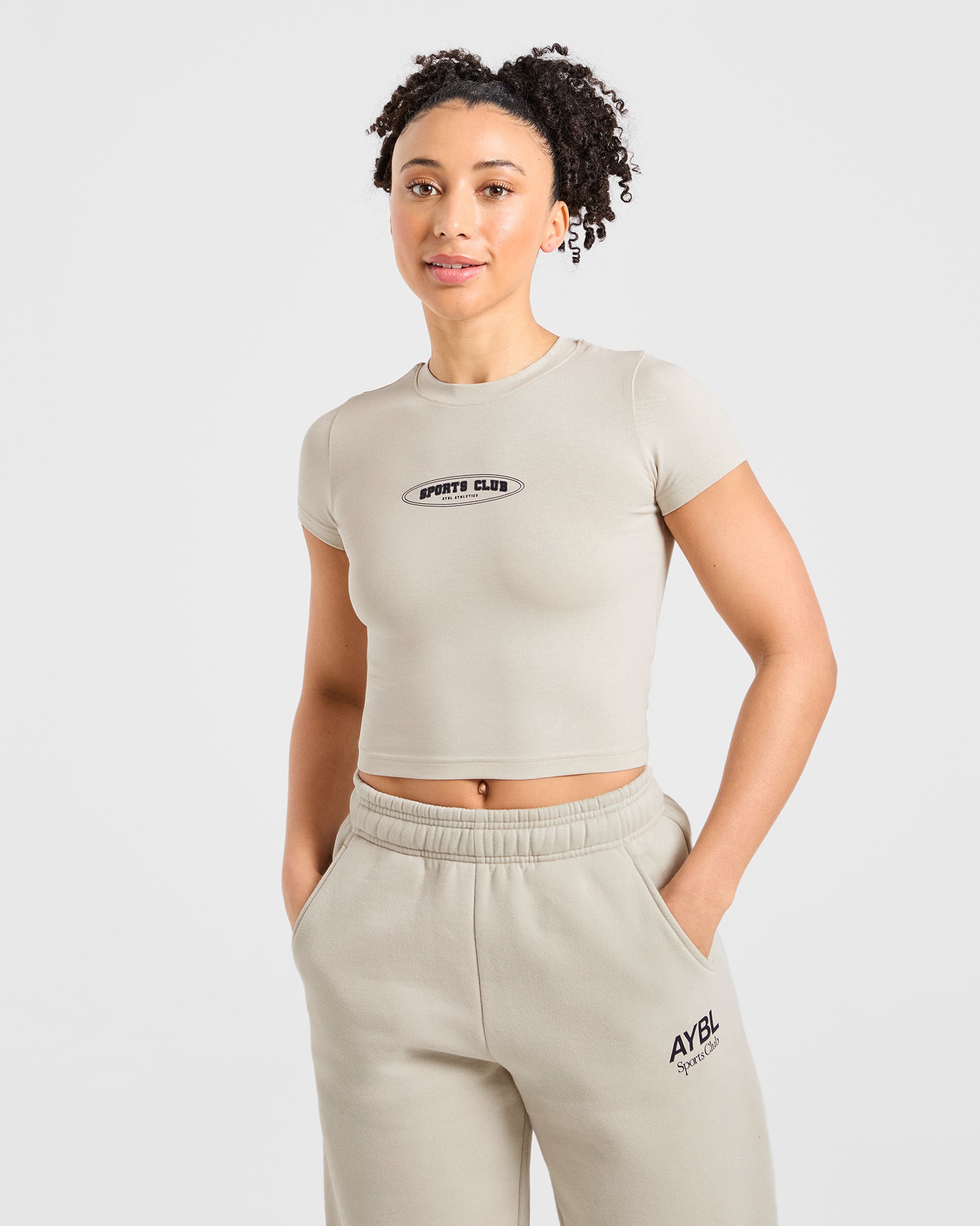 Sports Club Baby Tee - Beige/Navy