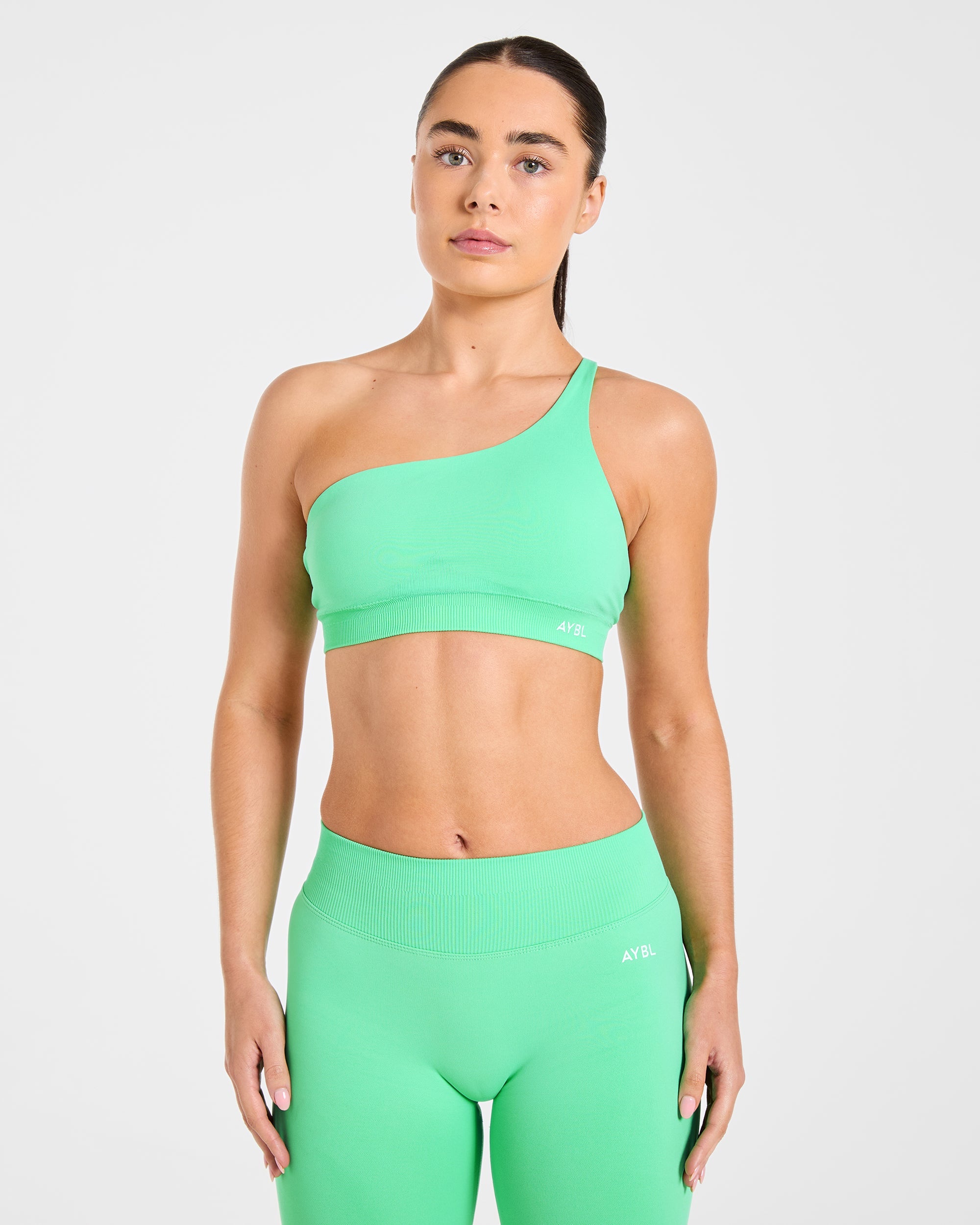 Enhance Seamless One Shoulder Sports Bra - Mint Groen