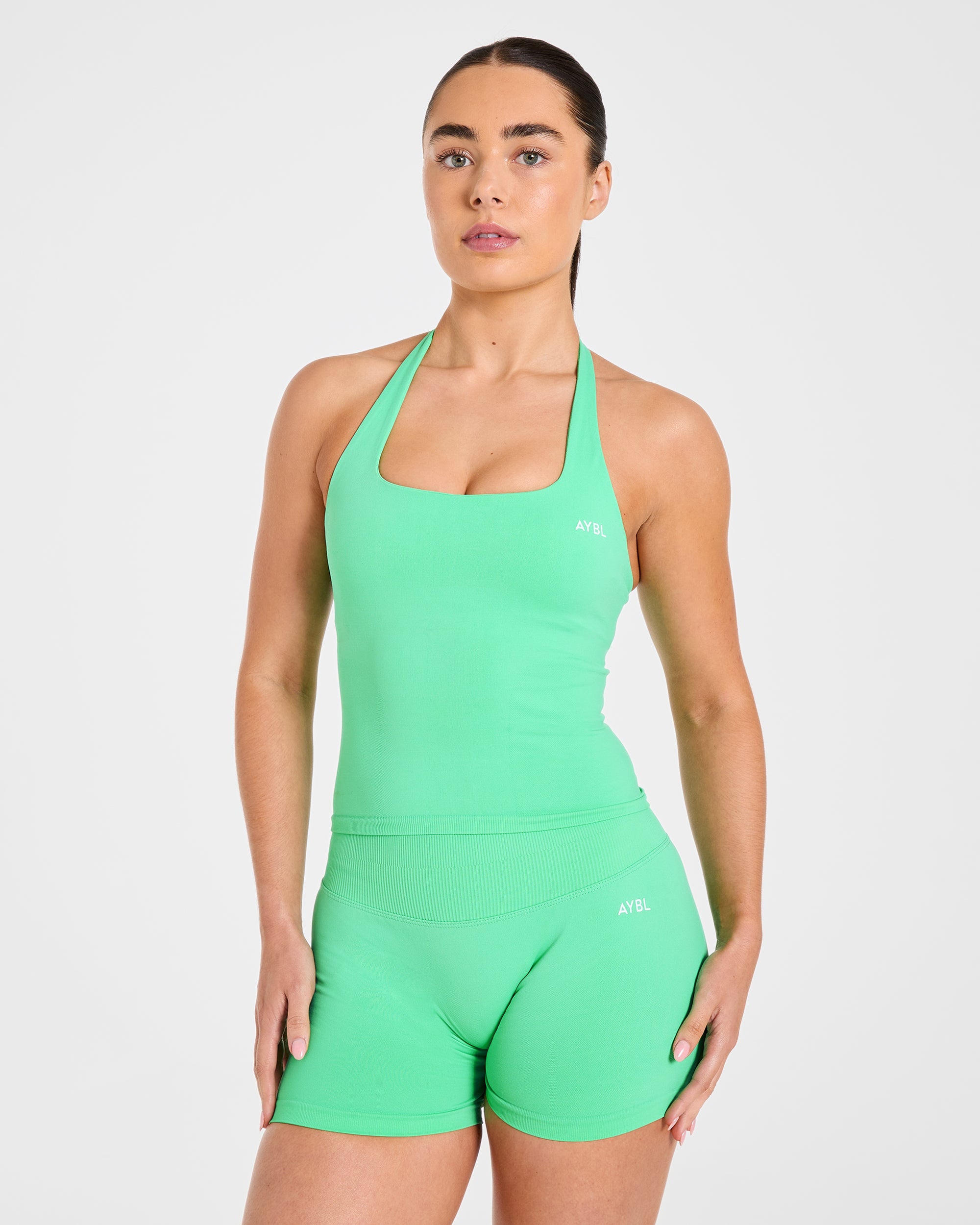 Enhance Seamless Halterneck Top - Mint Groen
