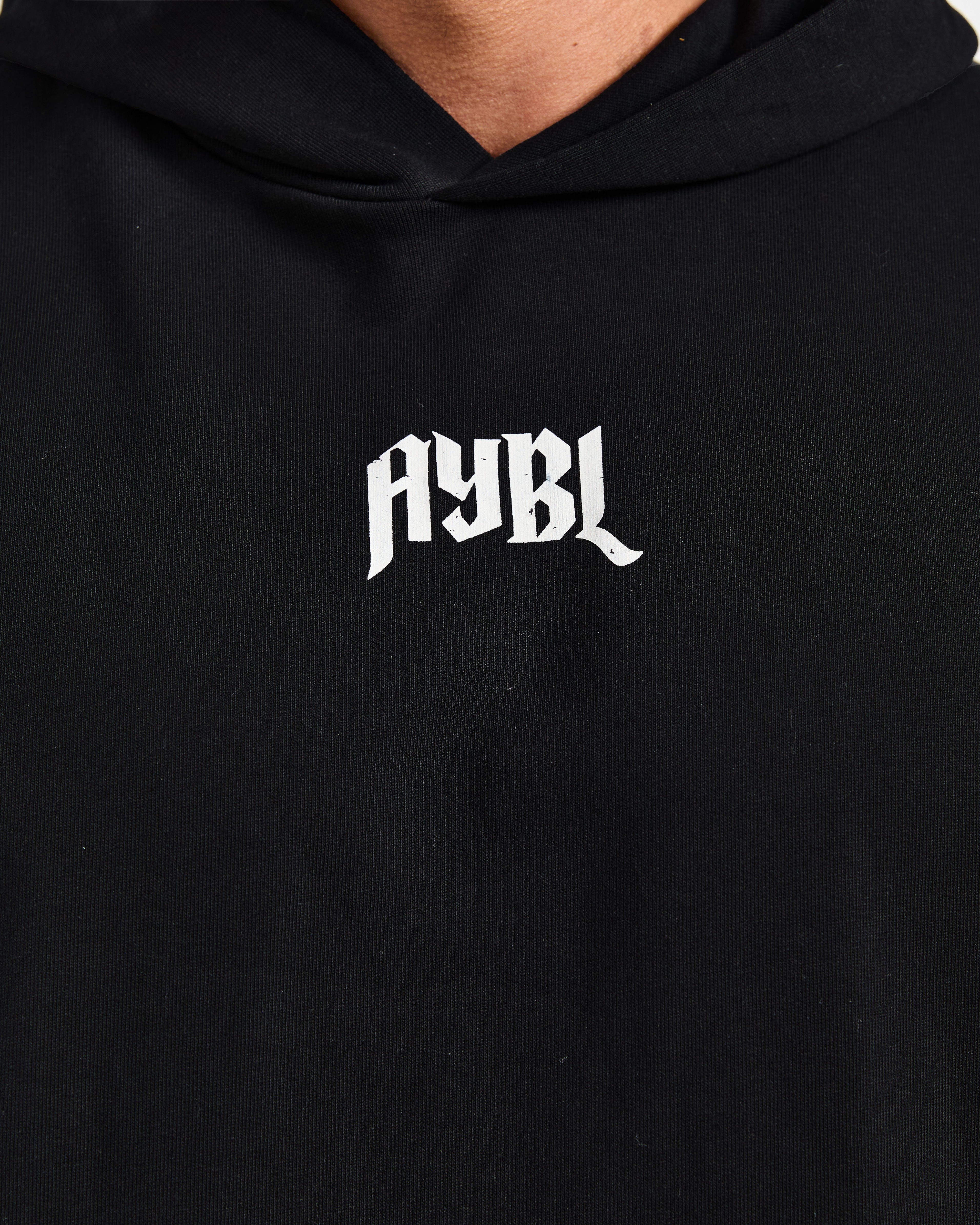 Lifting Club Gothic Oversized Hoodie - Zwart/Off Wit