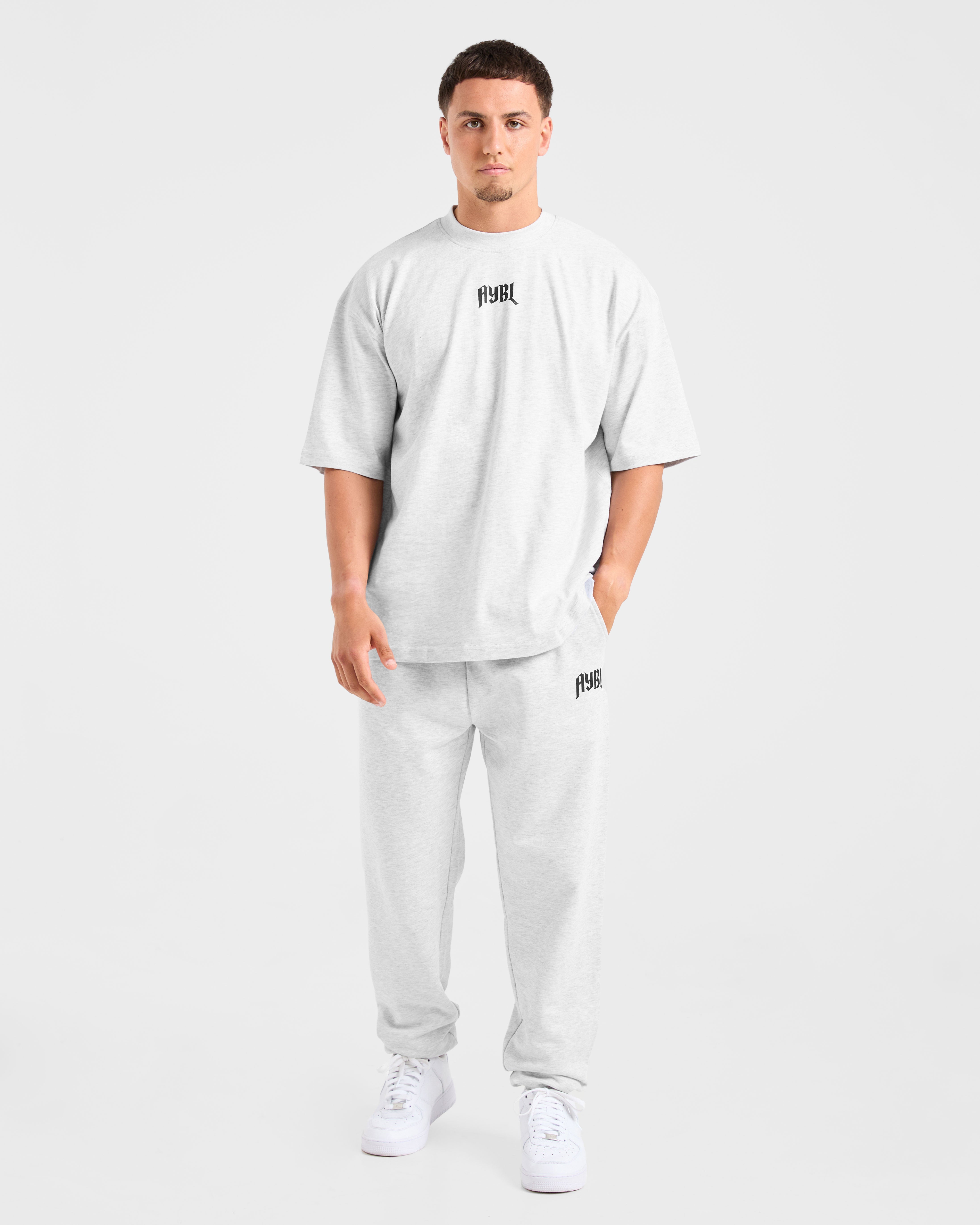 Lifting Club Gothic Oversized T Shirt - Grijs Marl
