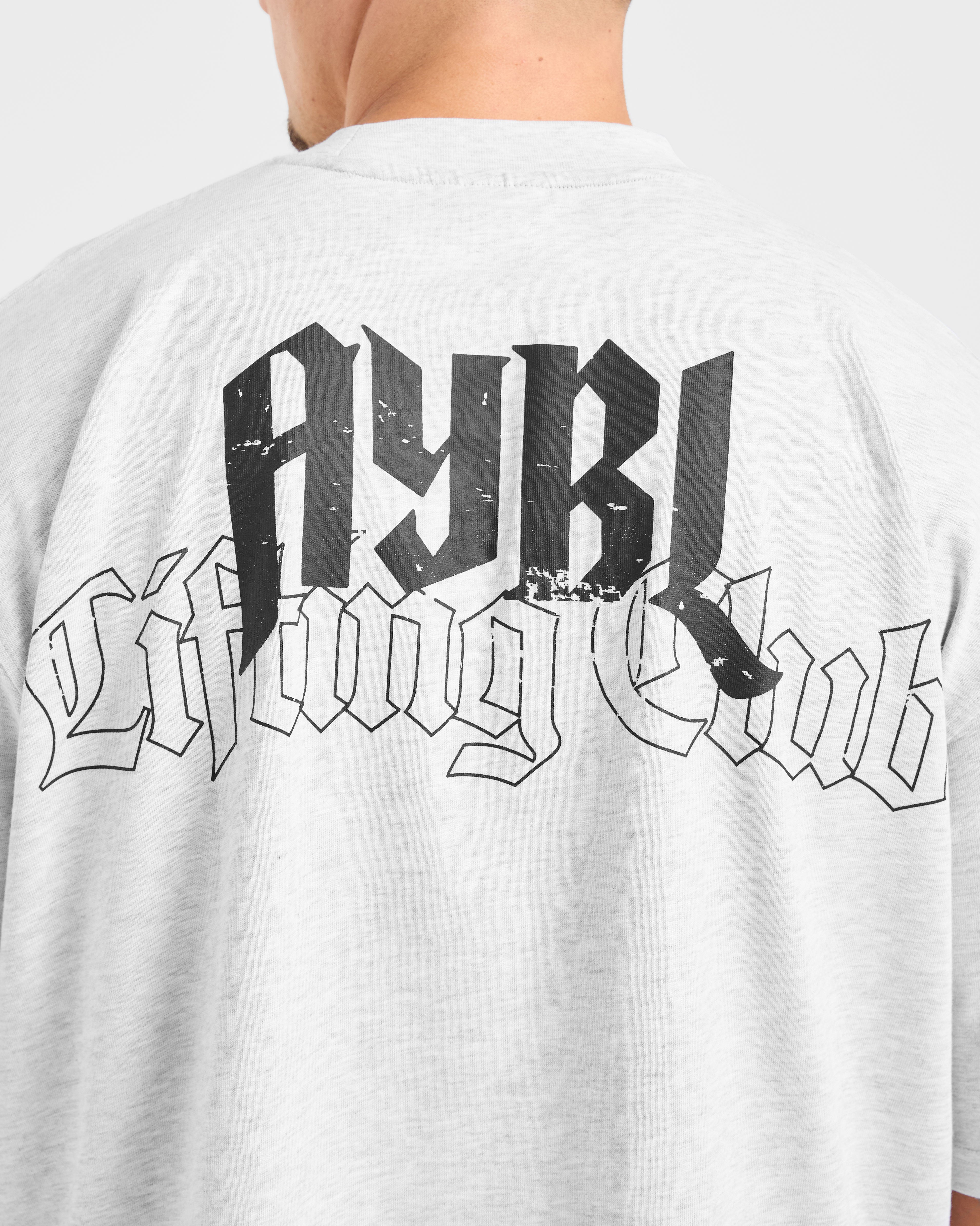 Lifting Club Gothic Oversized T Shirt - Grijs Marl