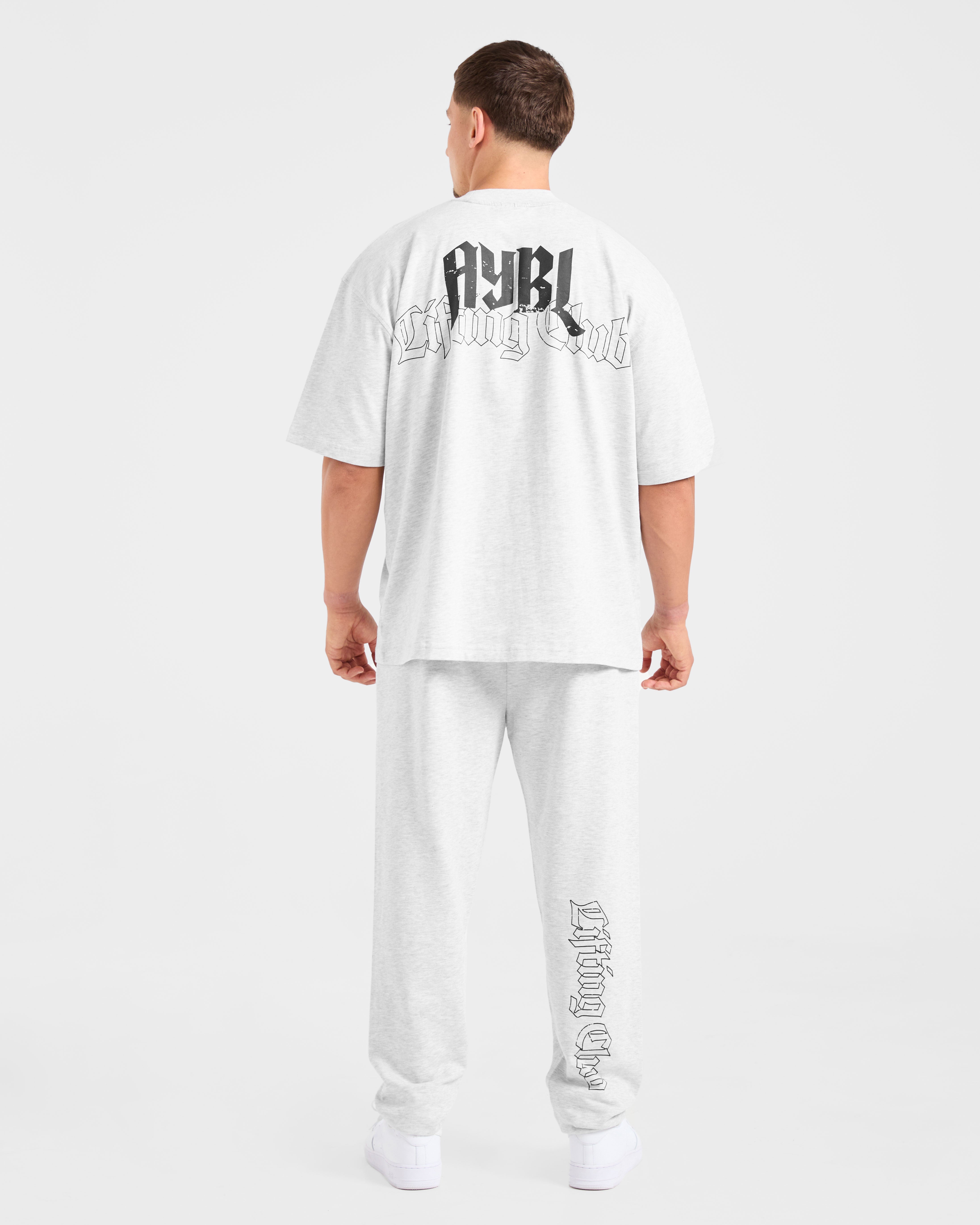 Lifting Club Gothic Oversized T Shirt - Grijs Marl