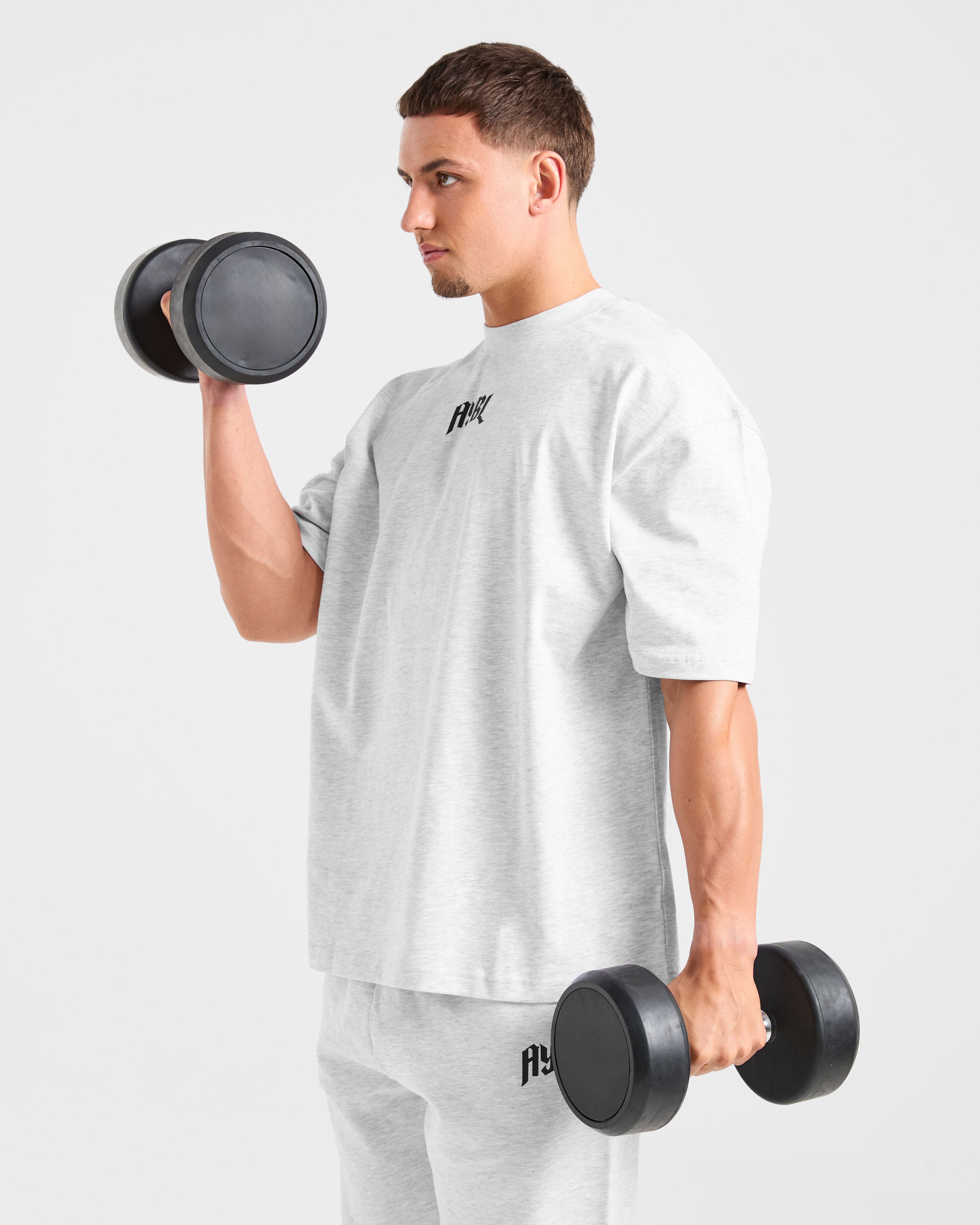 Lifting Club Gothic Oversized T Shirt - Grijs Marl
