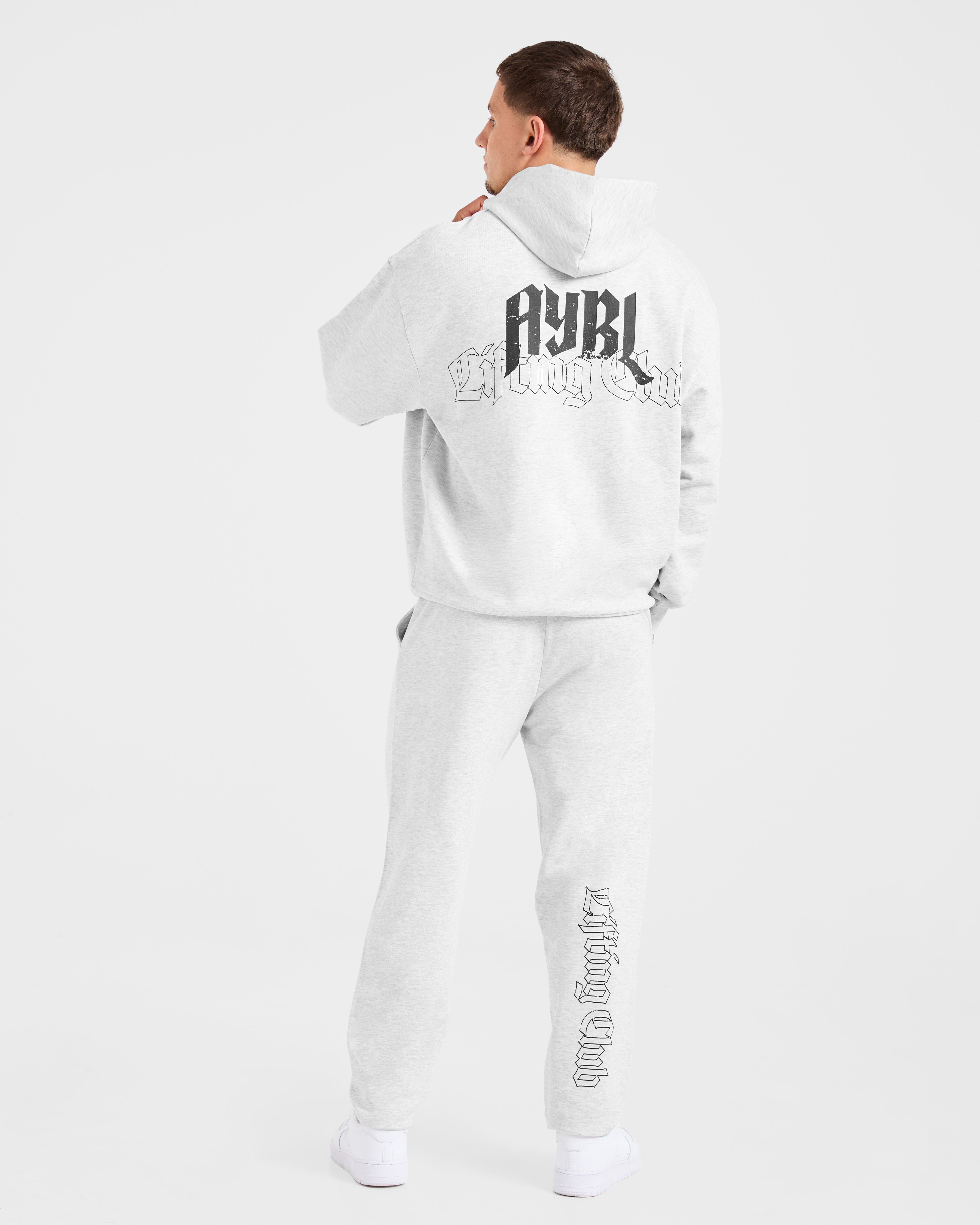 Lifting Club Gothic Oversized Hoodie - Grijs Marl