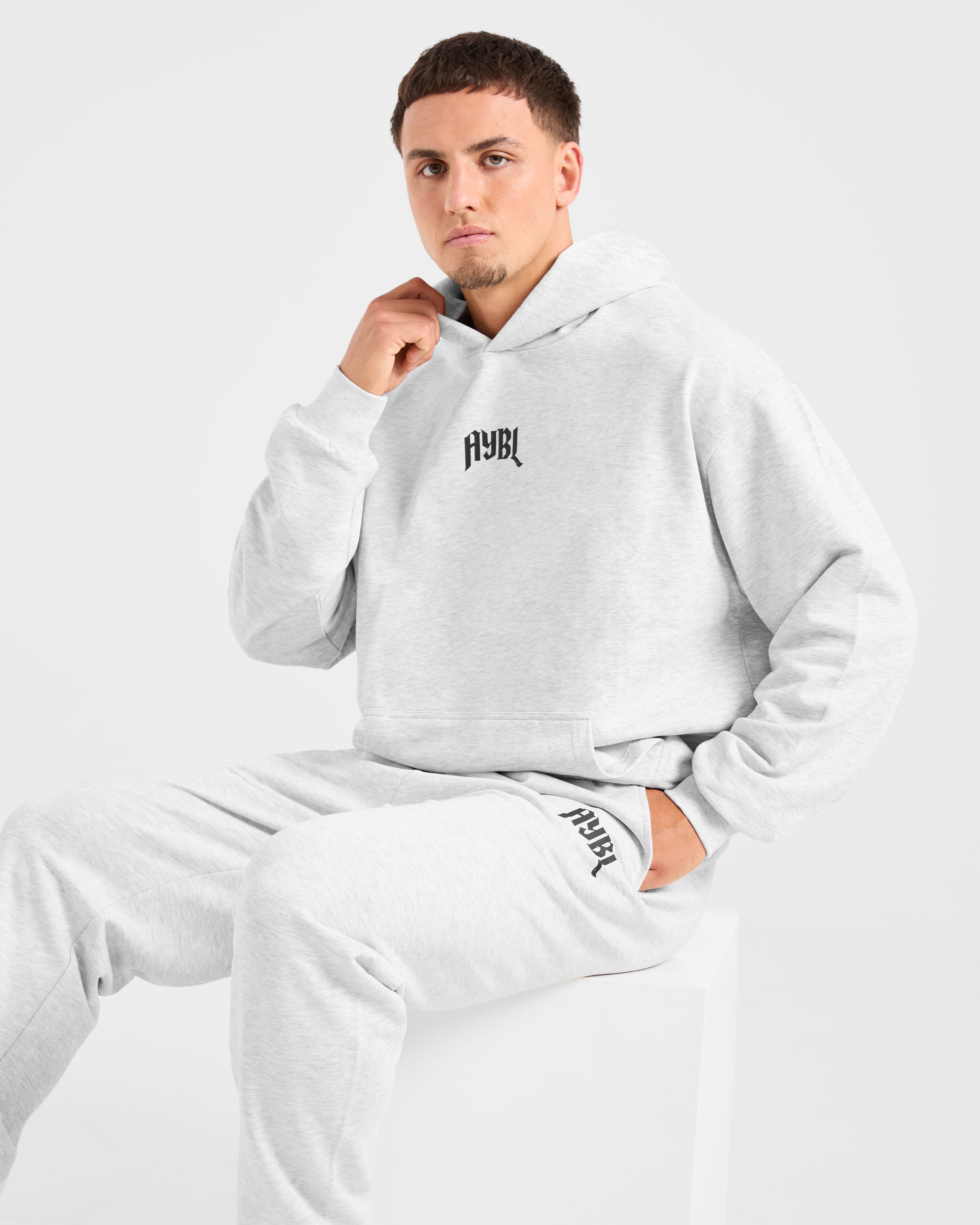 Lifting Club Gothic Oversized Hoodie - Grijs Marl