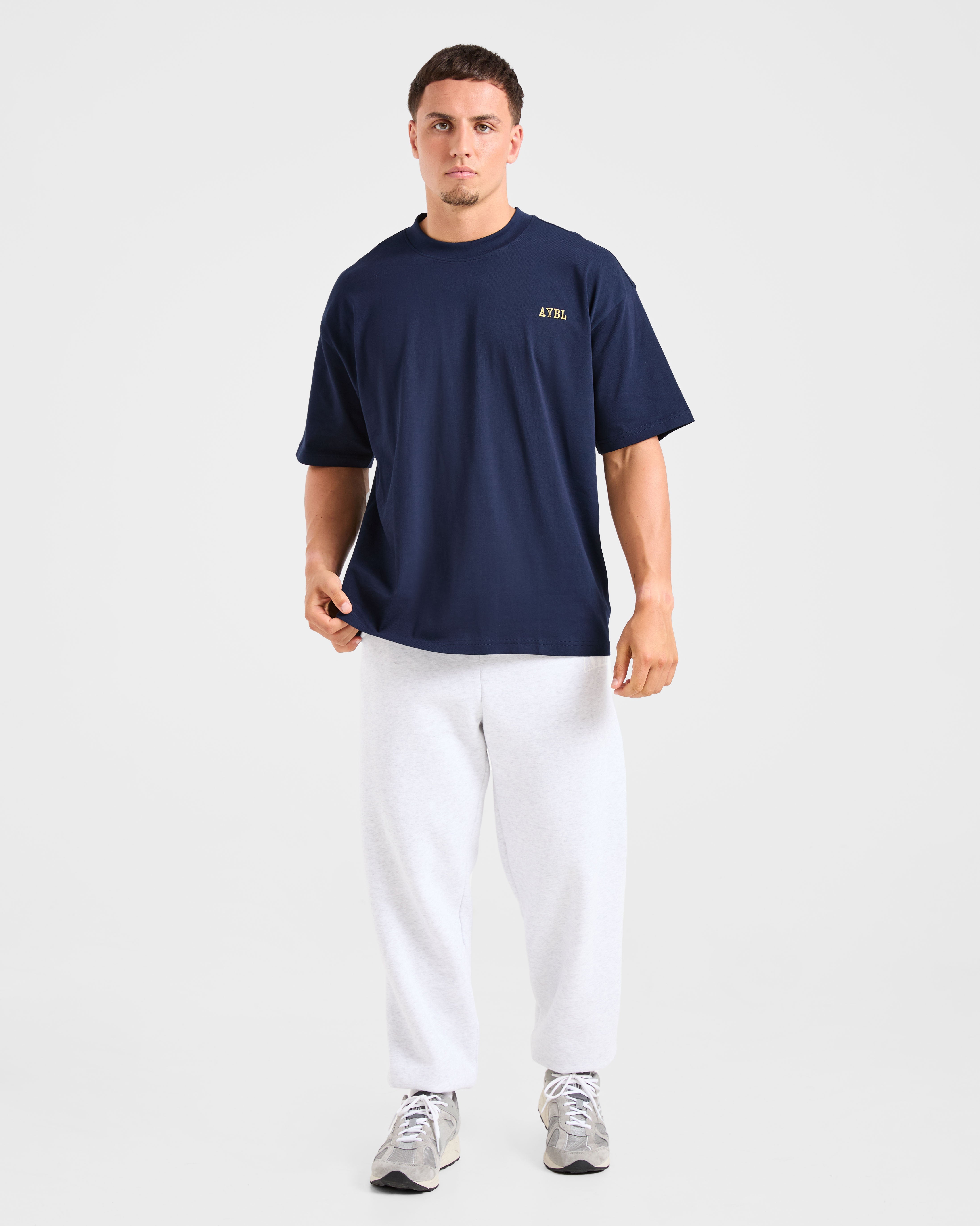 Lifting Essentials Oversized T Shirt - Navy/Geel
