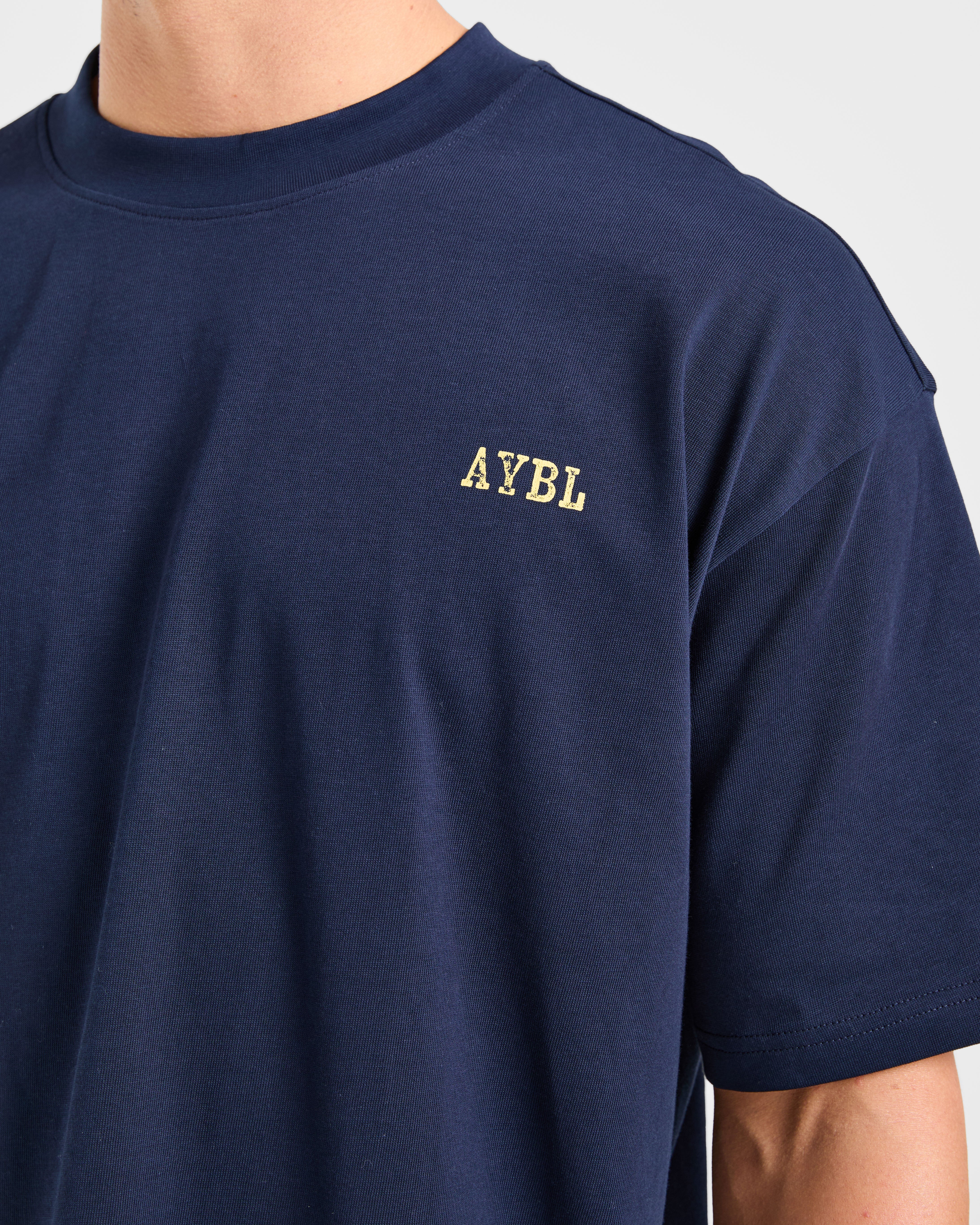 Lifting Essentials Oversized T Shirt - Navy/Geel