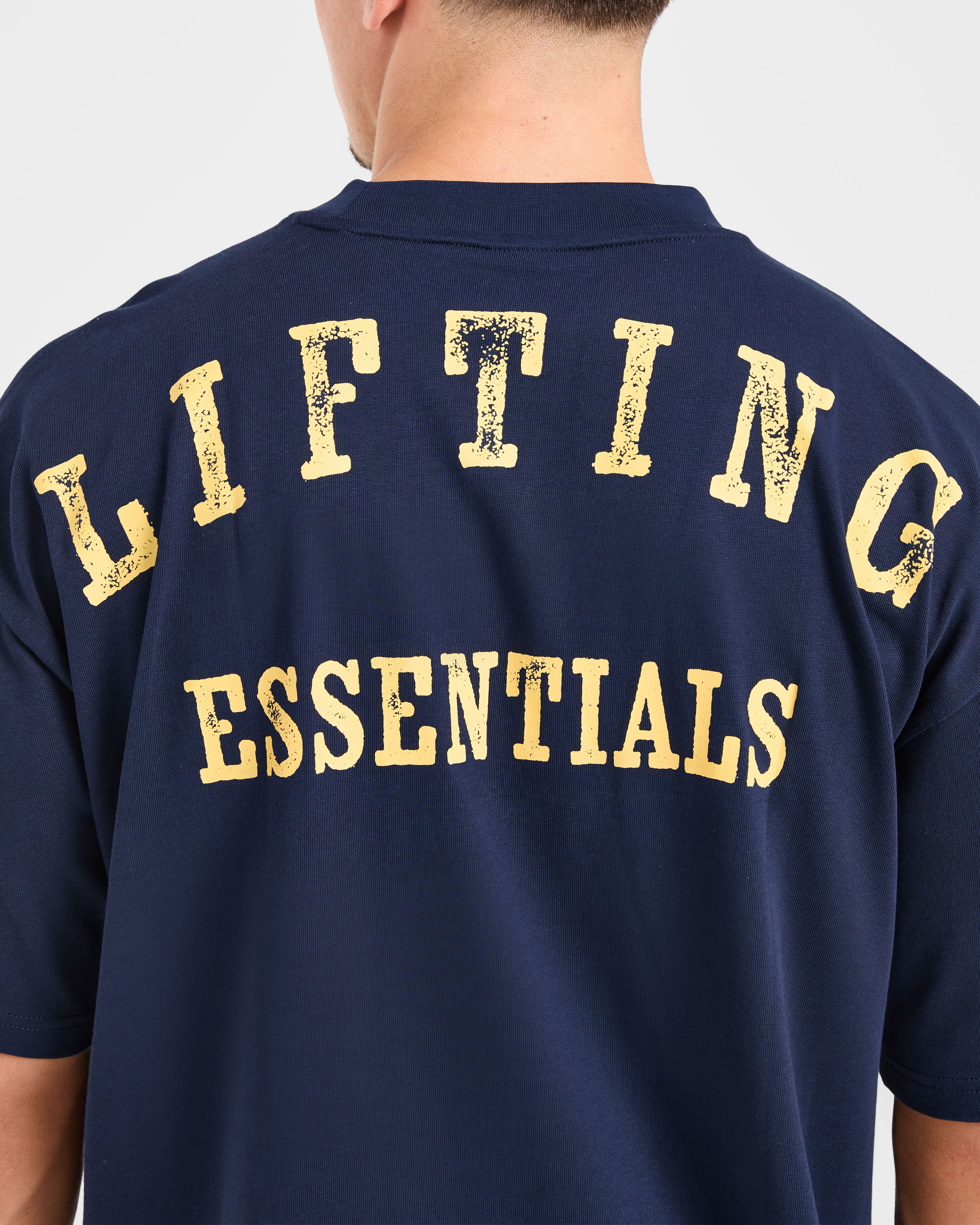 Lifting Essentials Oversized T Shirt - Navy/Geel