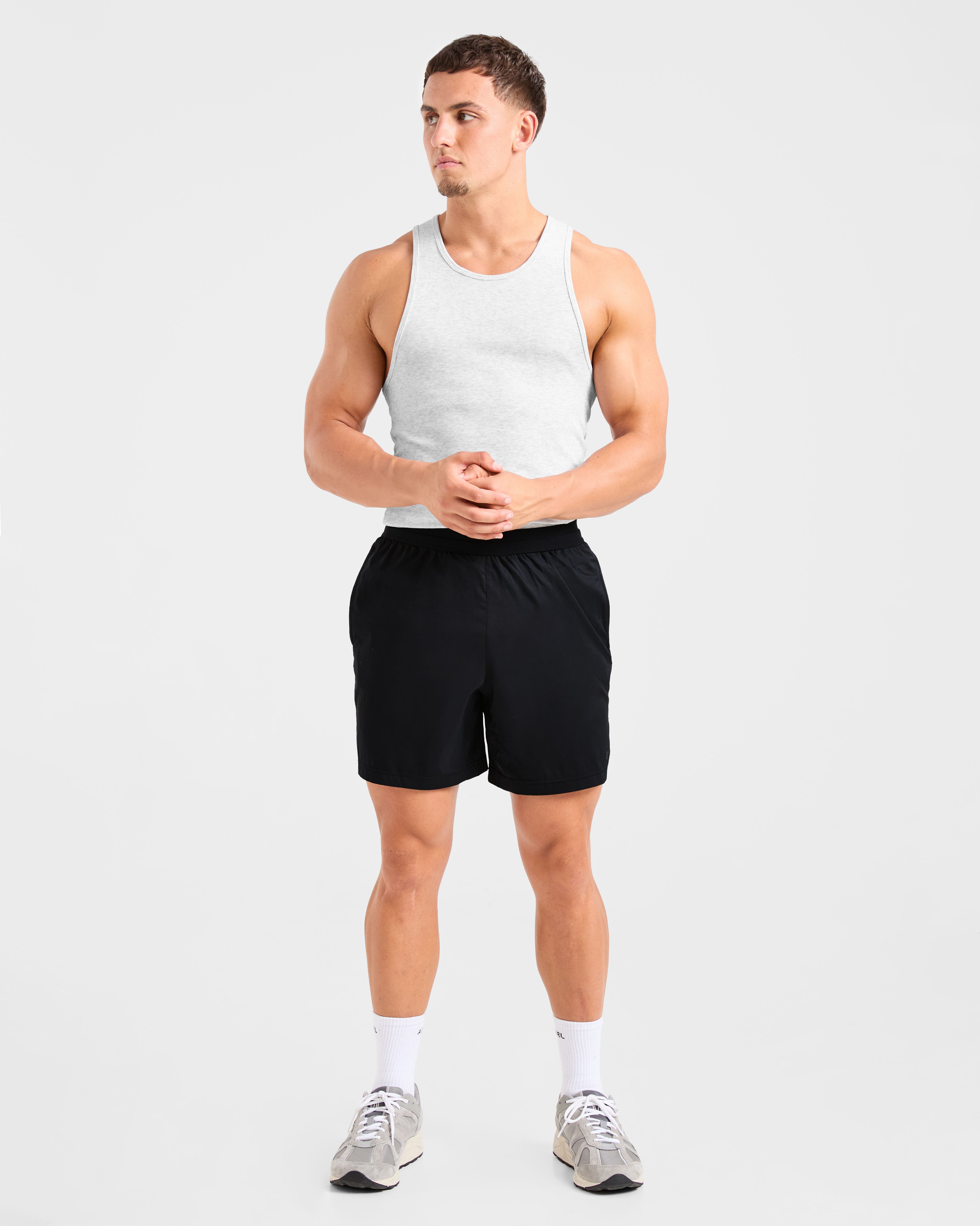 Muscle Ribbed Tank - Licht Grijs Marl