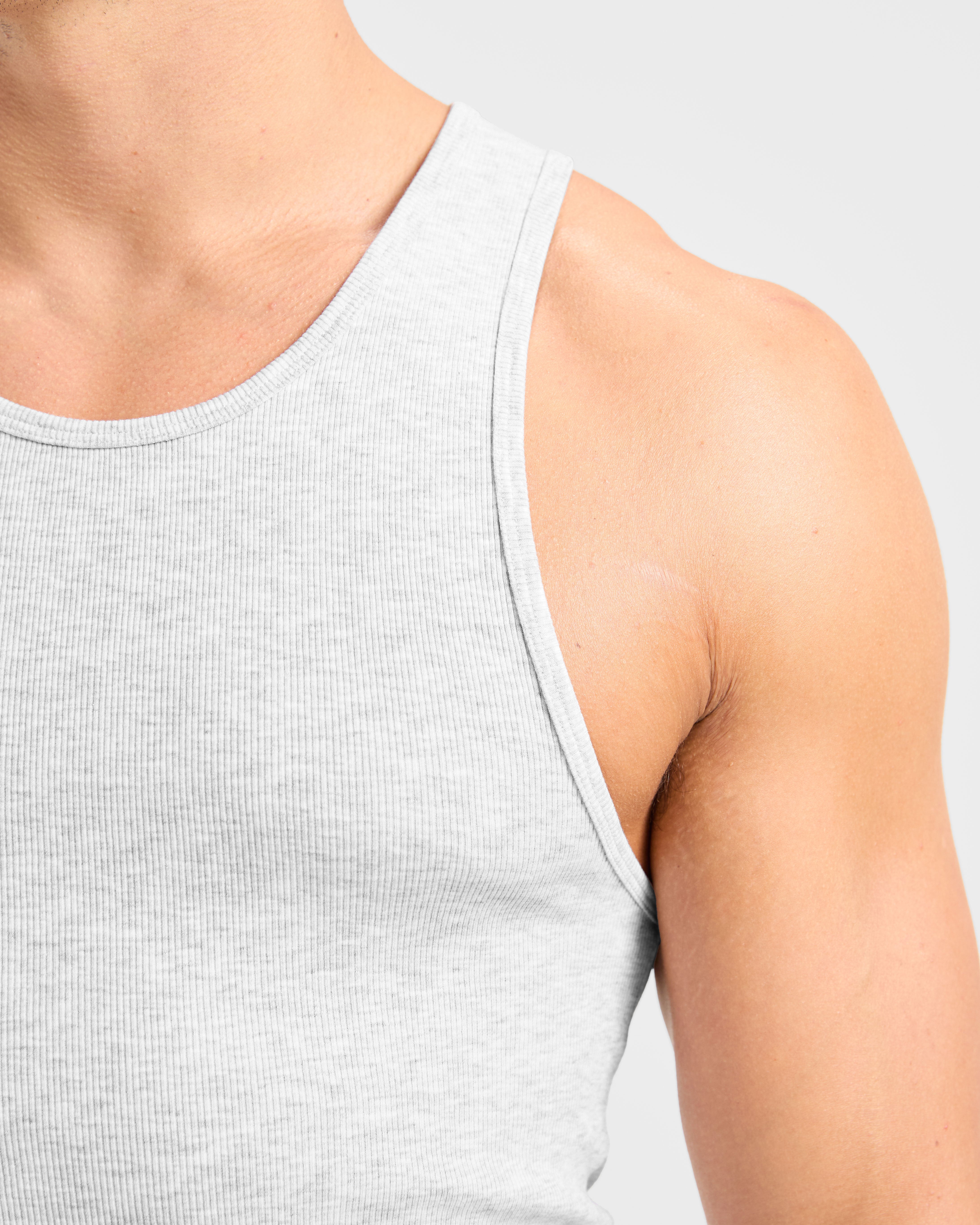 Muscle Ribbed Tank - Licht Grijs Marl