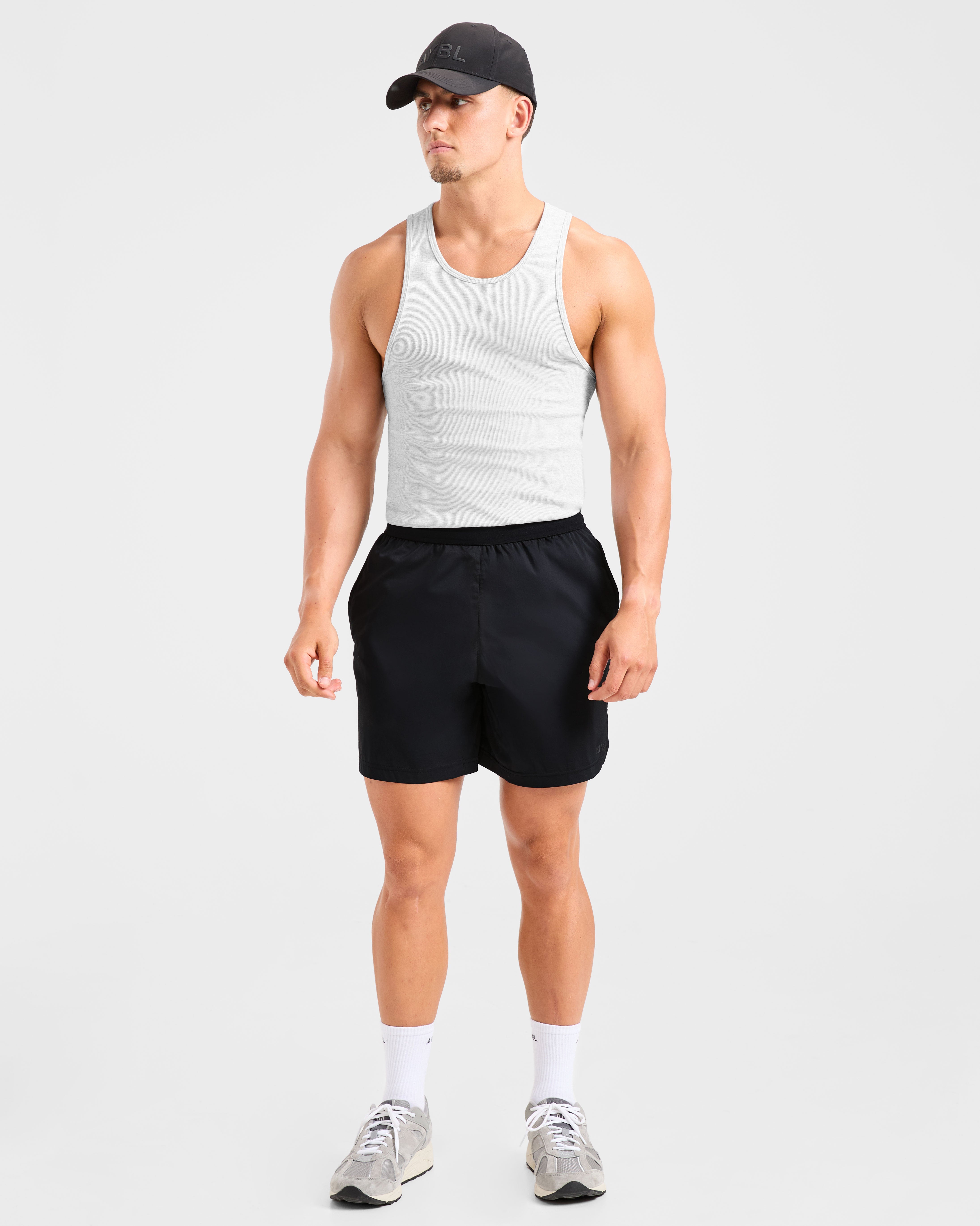 Muscle Ribbed Tank - Licht Grijs Marl