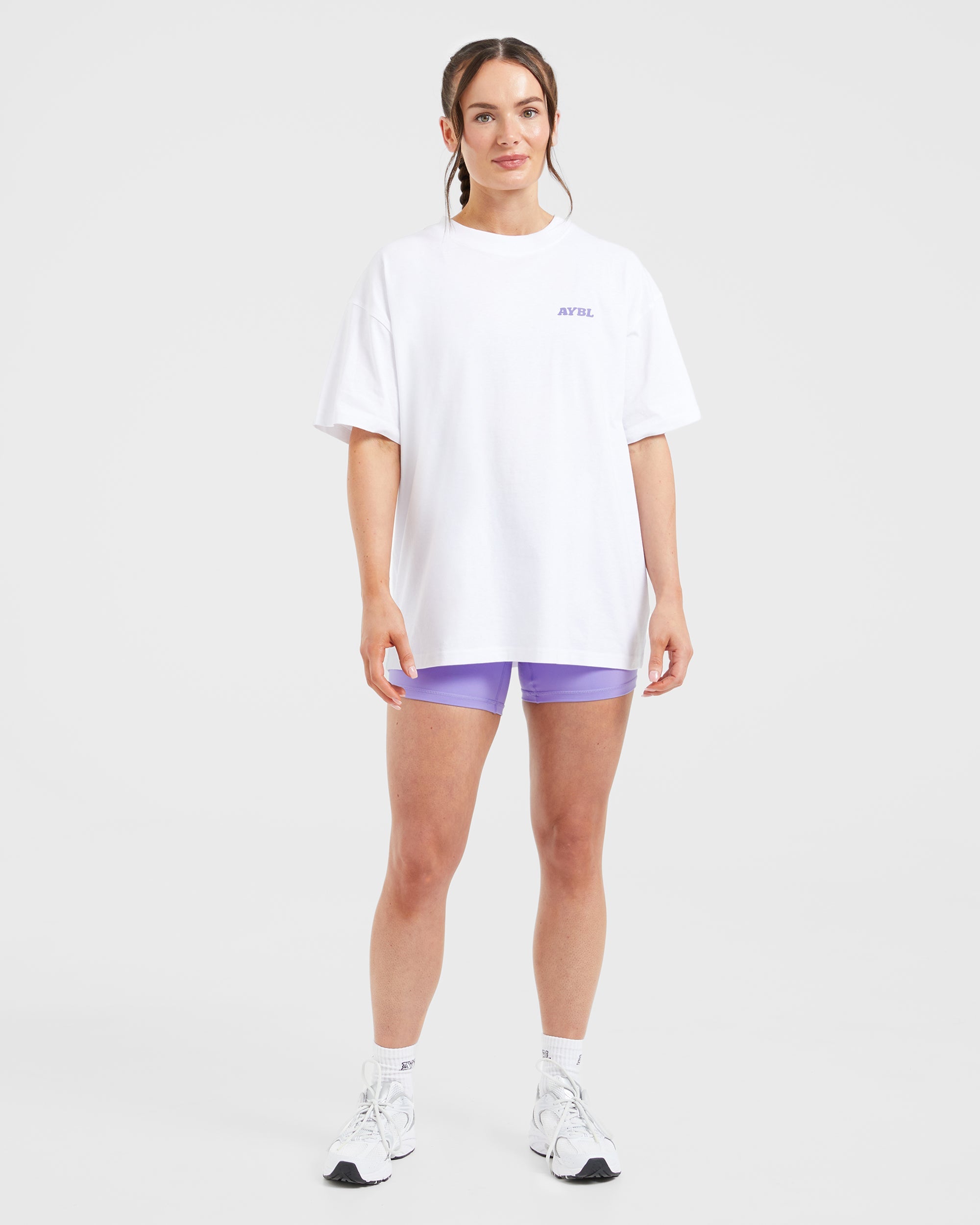 Stronger You Oversized T Shirt - Wit/Paars