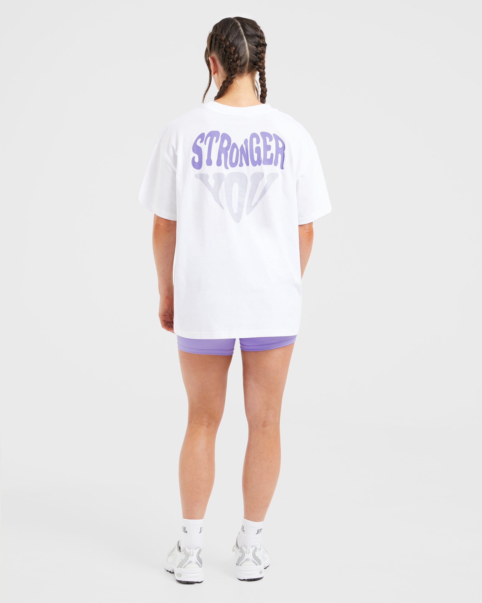 Stronger You Oversized T Shirt - Wit/Paars