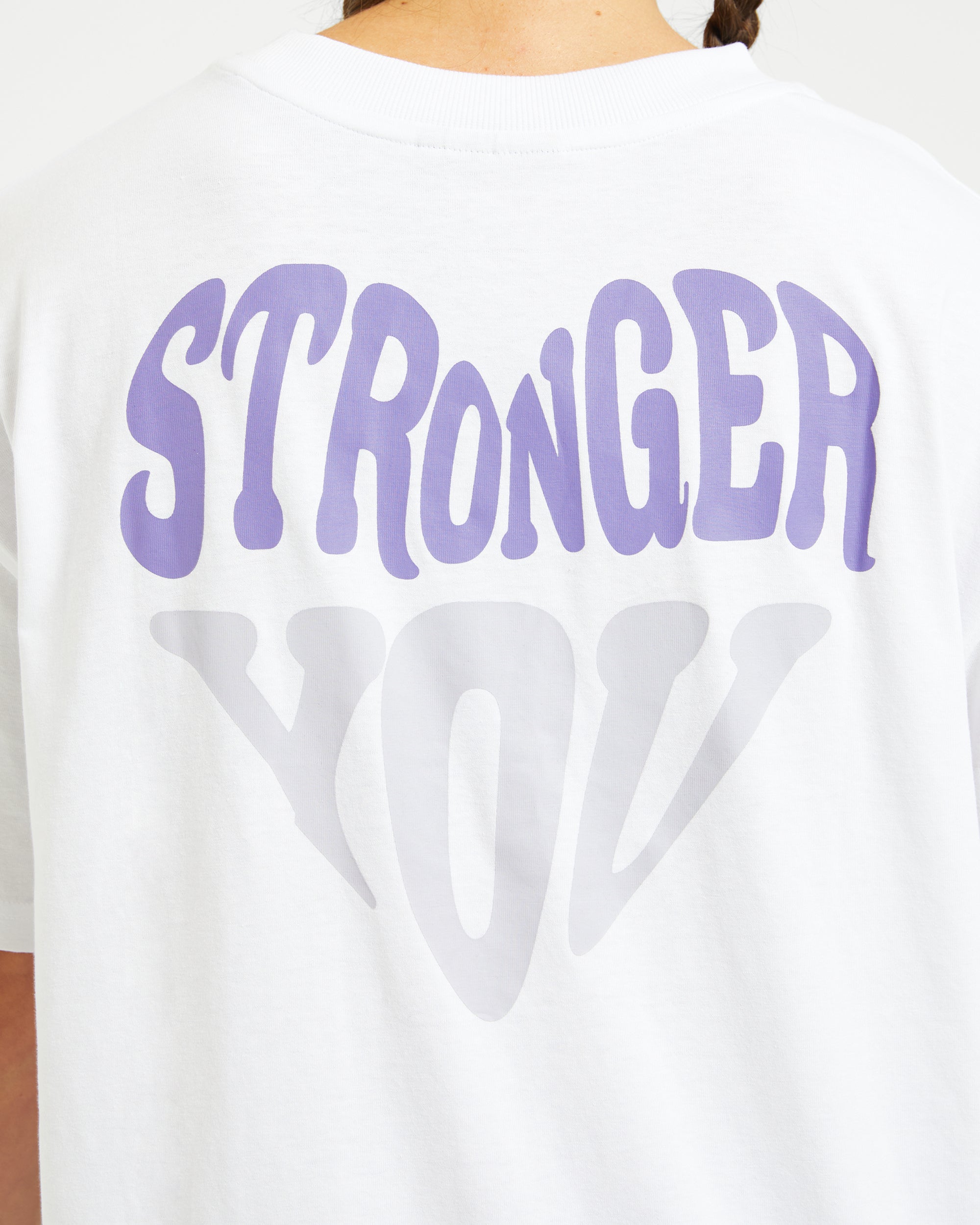 Stronger You Oversized T Shirt - Wit/Paars