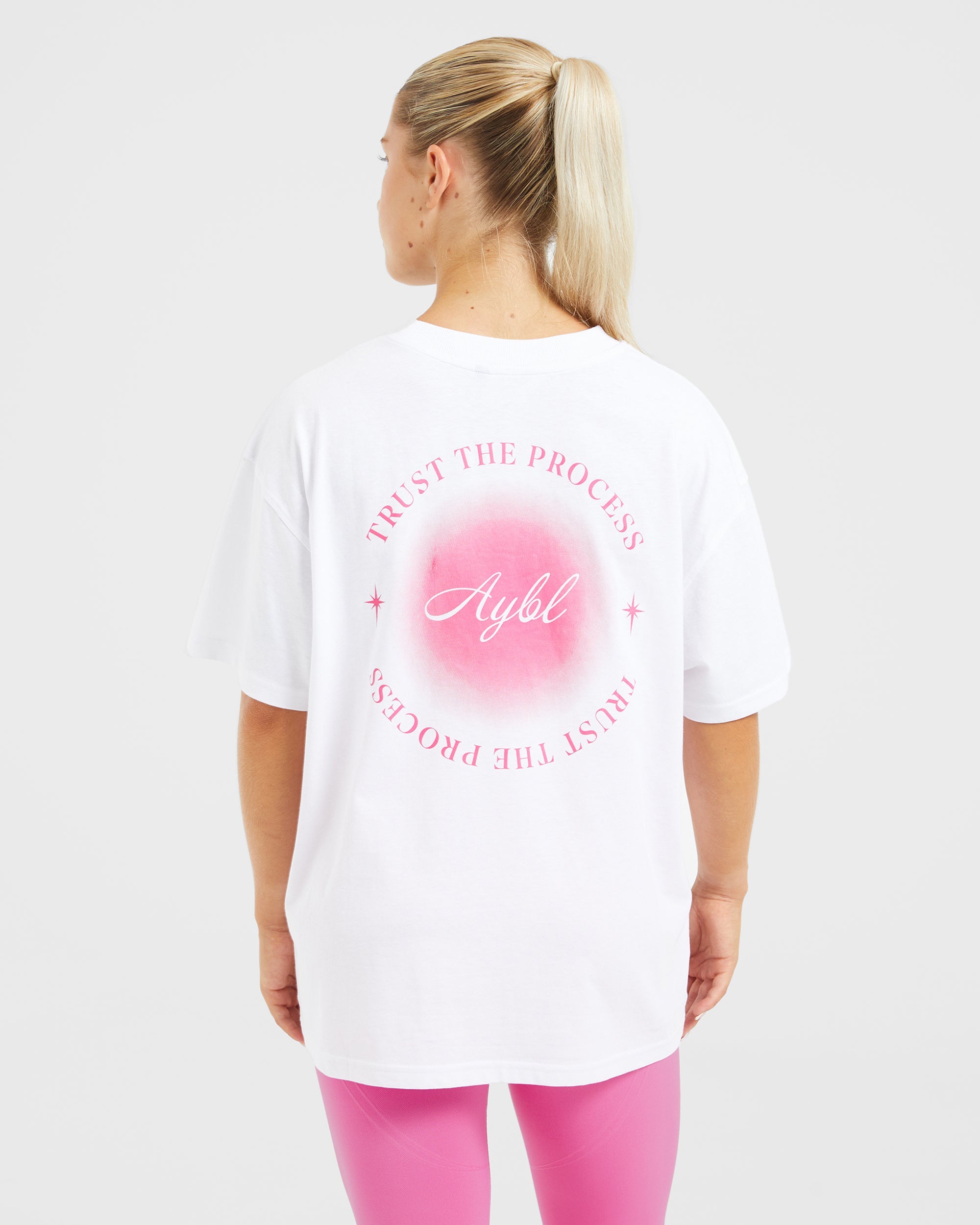 Tshirt Dames Leuk Wit Shirt Manifest Oversized T Shirt Wit/Roze