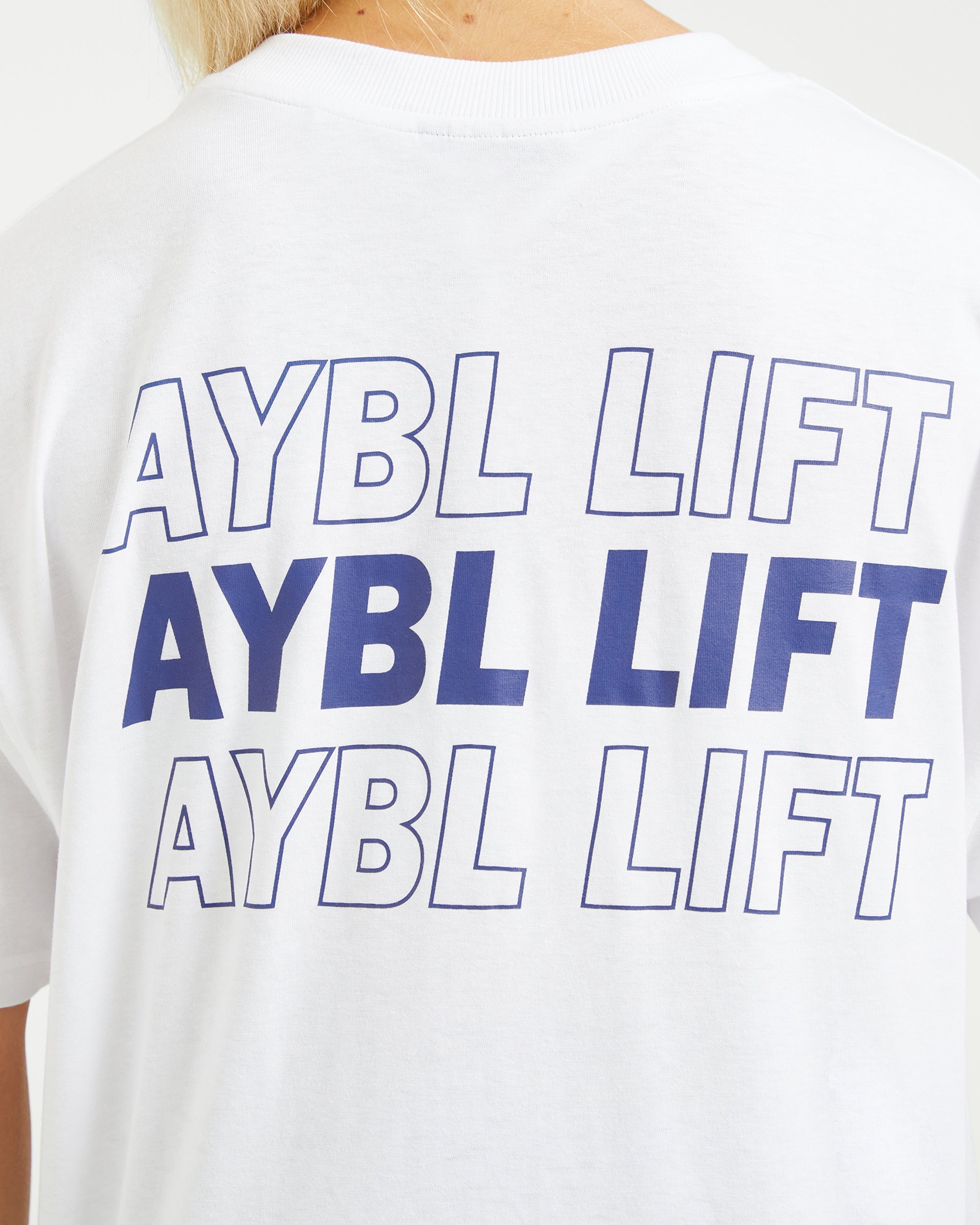 AYBL Lift Italic Oversized T Shirt - Wit/Navy