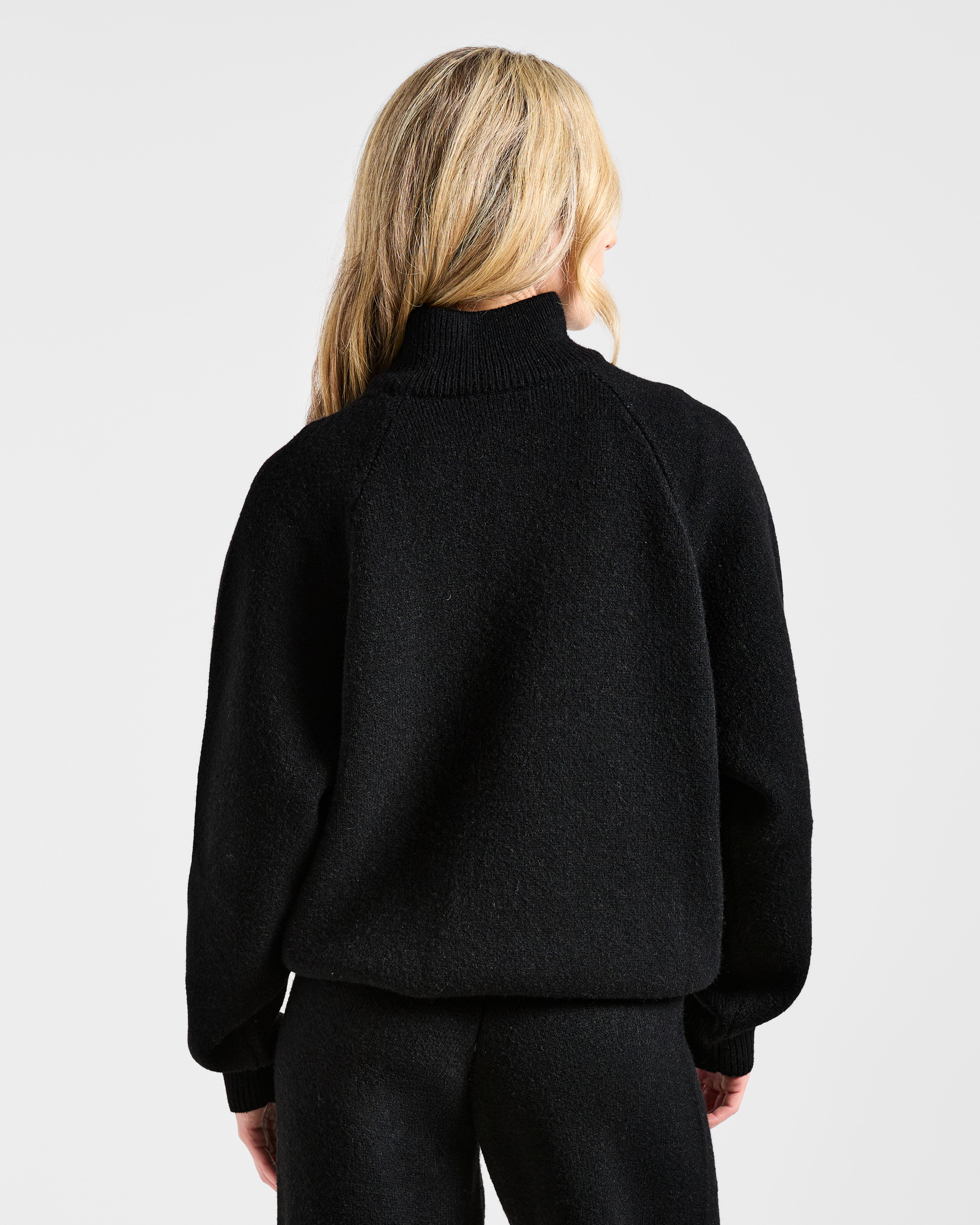 Soft Oversized Knitted 1/4 Zip - Zwart