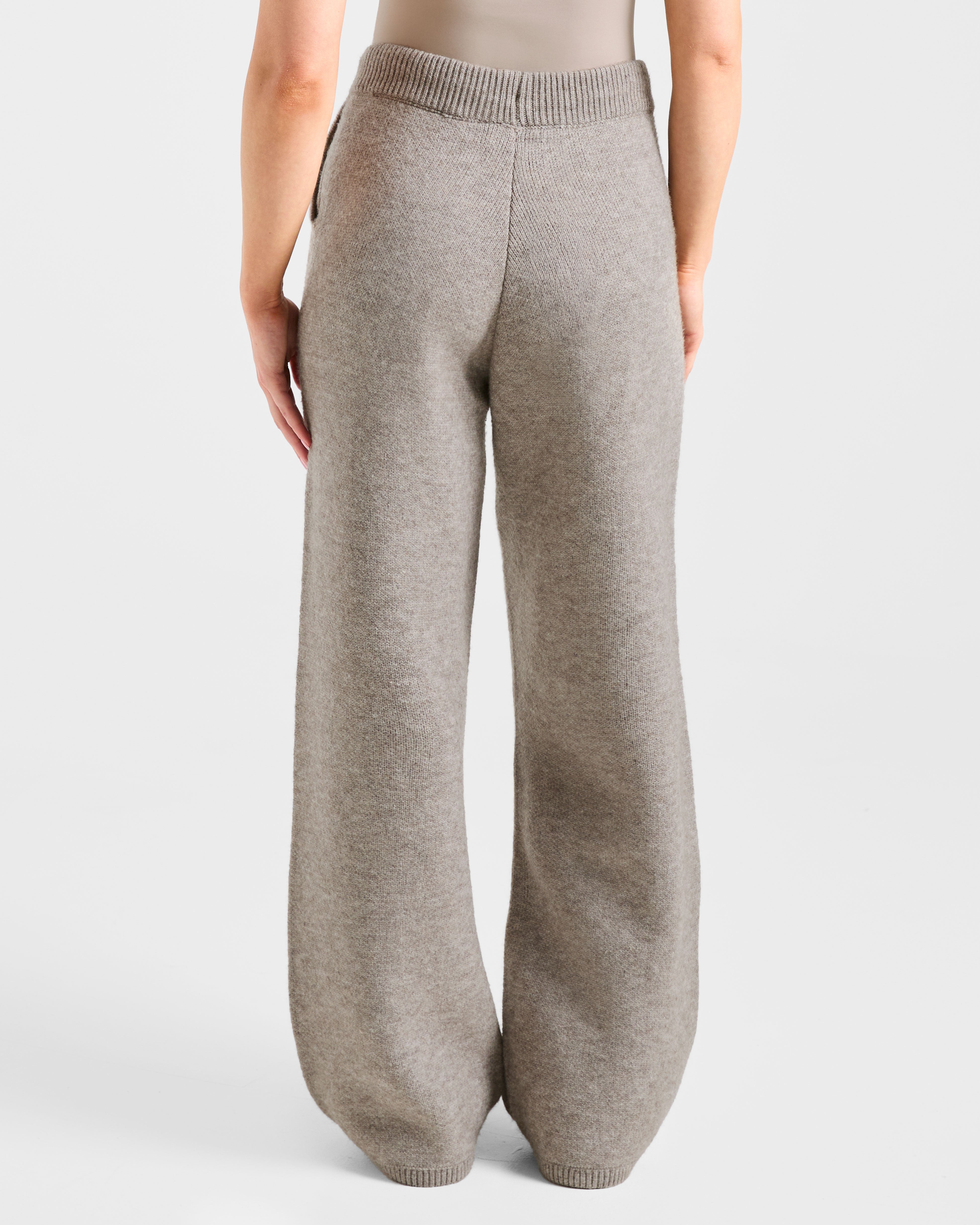 Soft Oversized Knitted Straight Leg Joggers - Bruin Marl