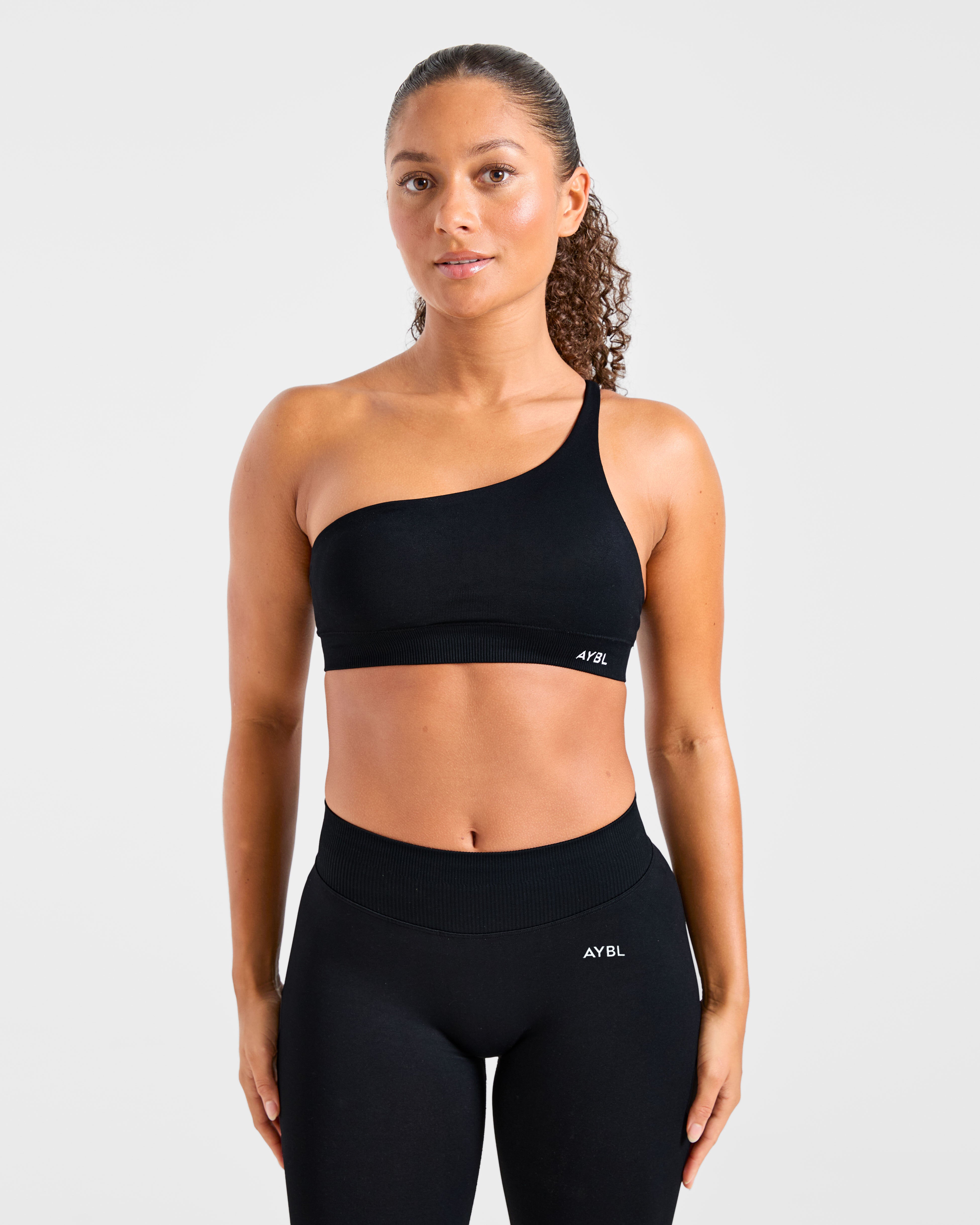 Enhance Seamless One Shoulder Sports Bra - Zwart