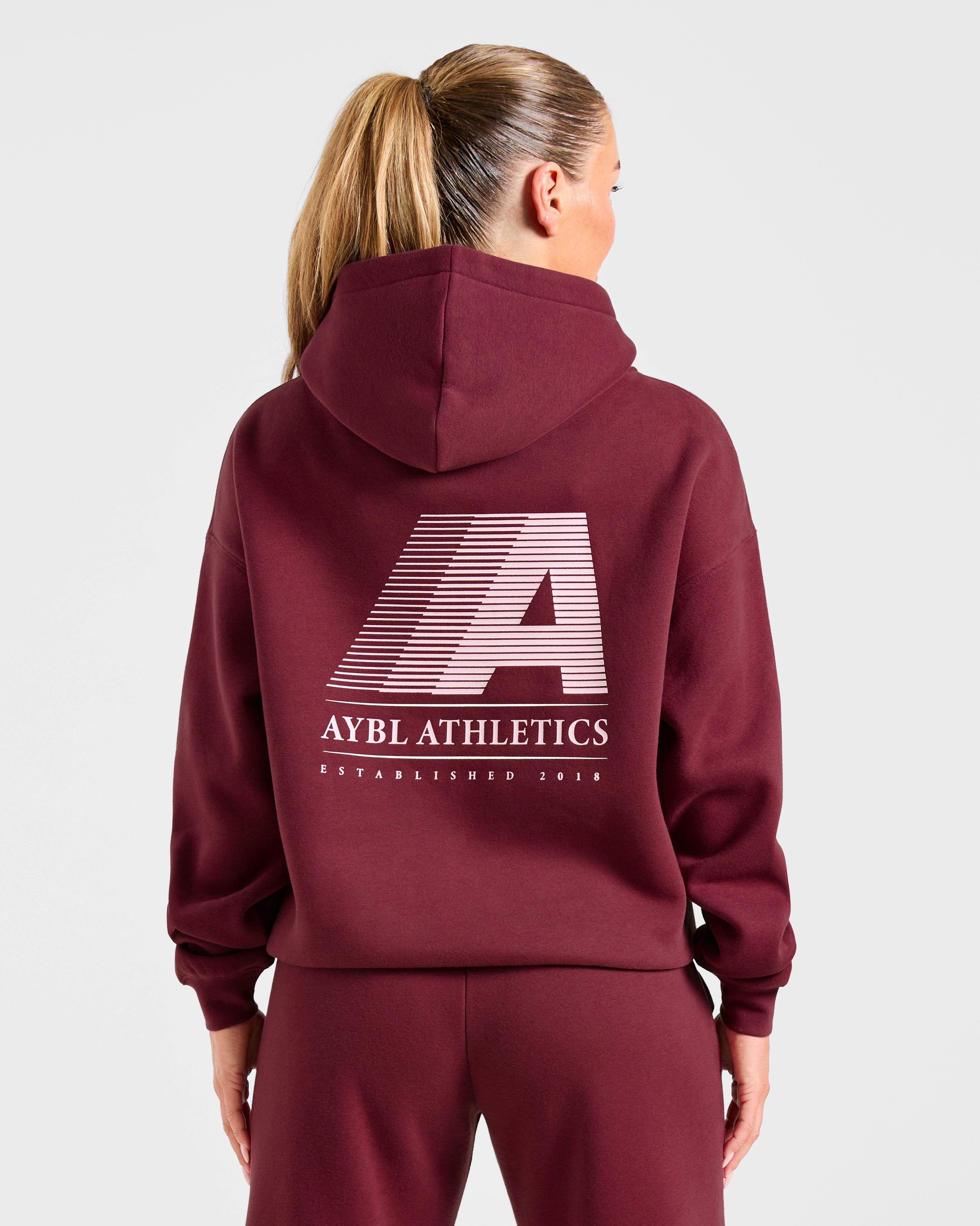 Retro Athletics Oversized Hoodie - Deep Raspberry/Roze