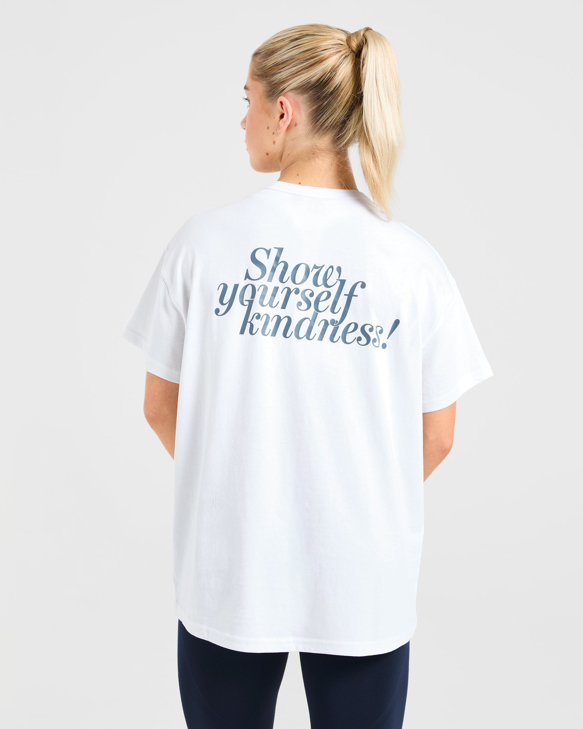 Show Yourself Kindness Oversized T Shirt - Off Wit/Slate