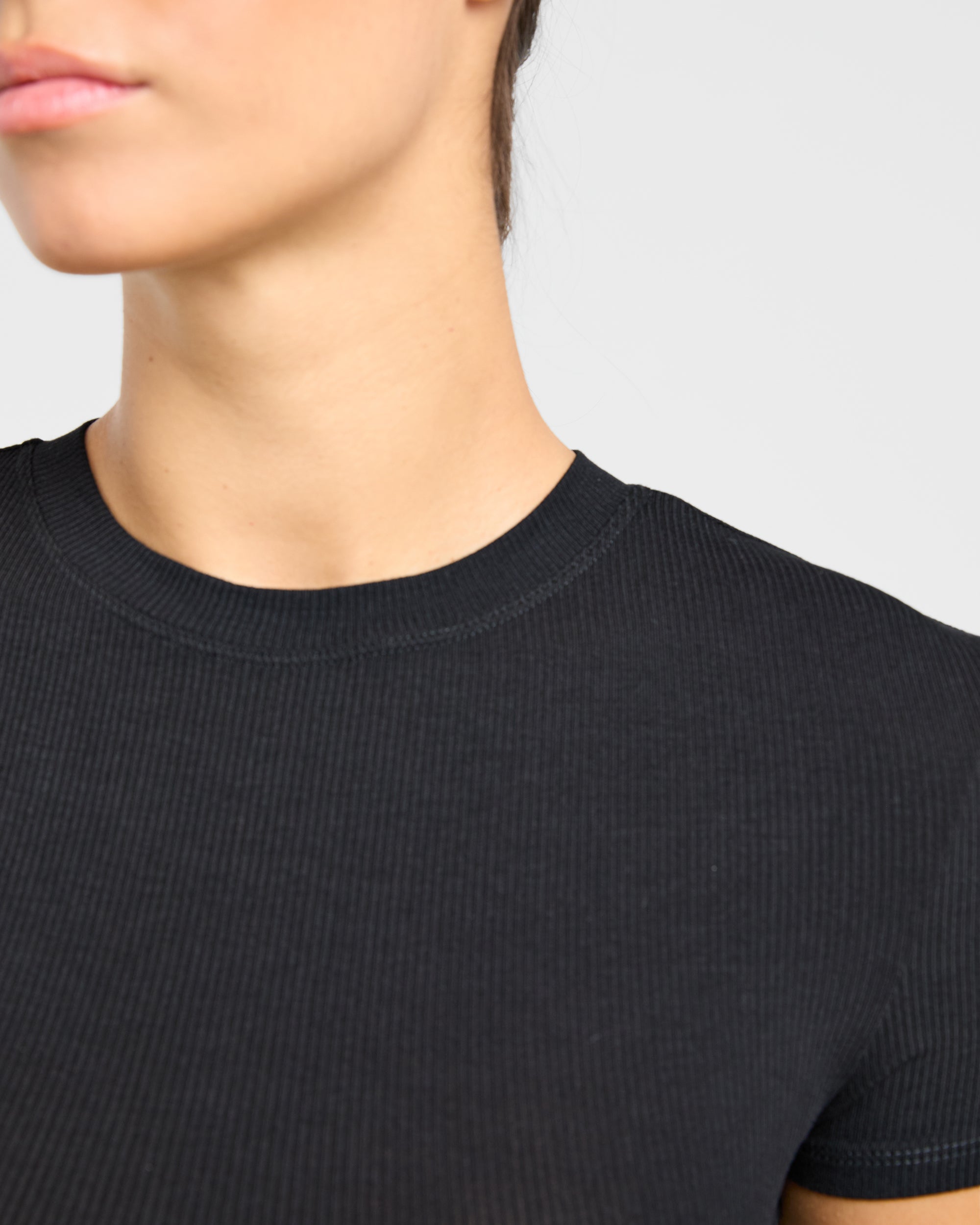 Lounge Ribbed T Shirt - Zwart