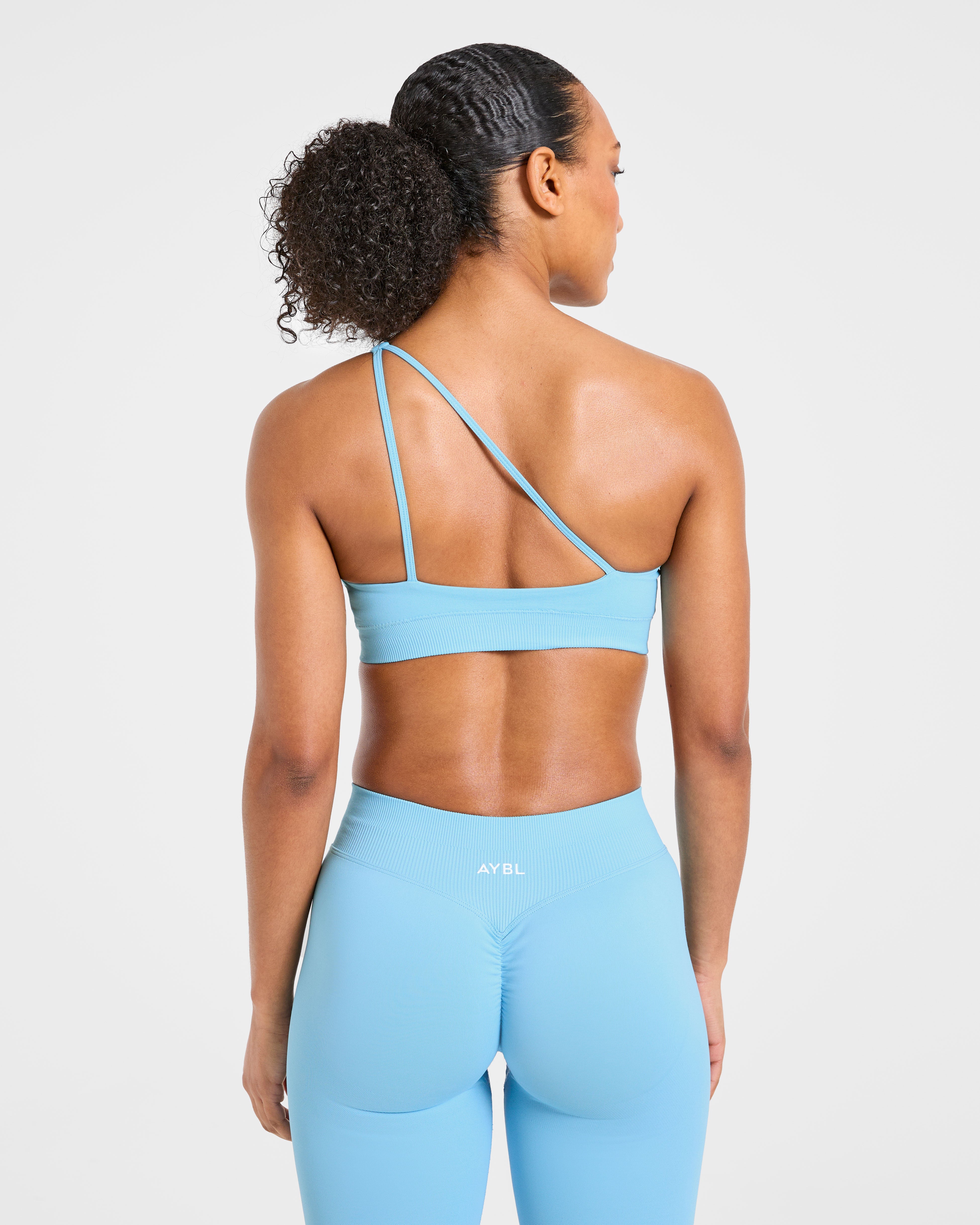 Enhance Seamless One Shoulder Sports Bra - Powder Blauw